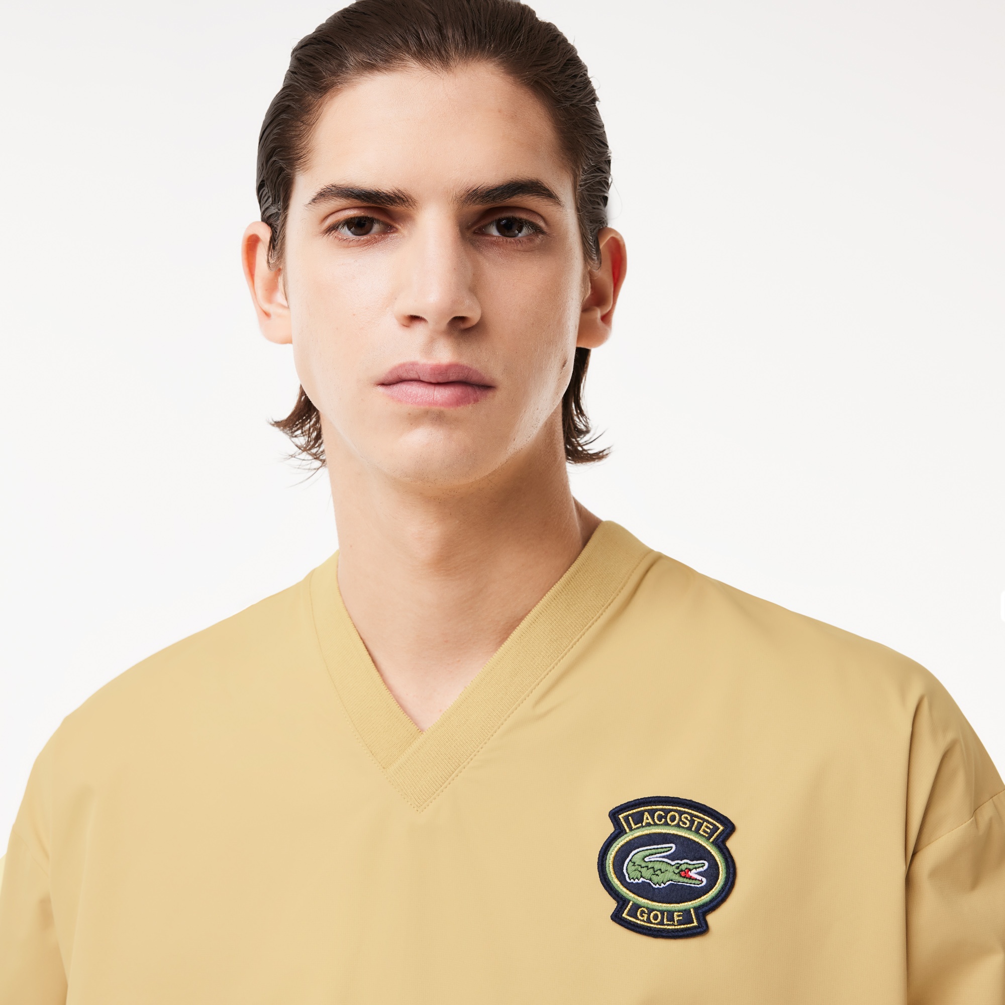 Lacoste Erkek Loose Fit V Yaka Sarı Sweatshirt