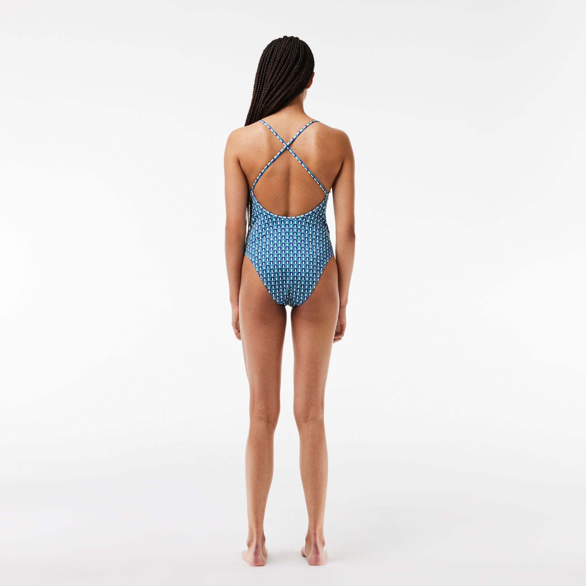 Lacoste Kadın Monogram Mavi Mayo