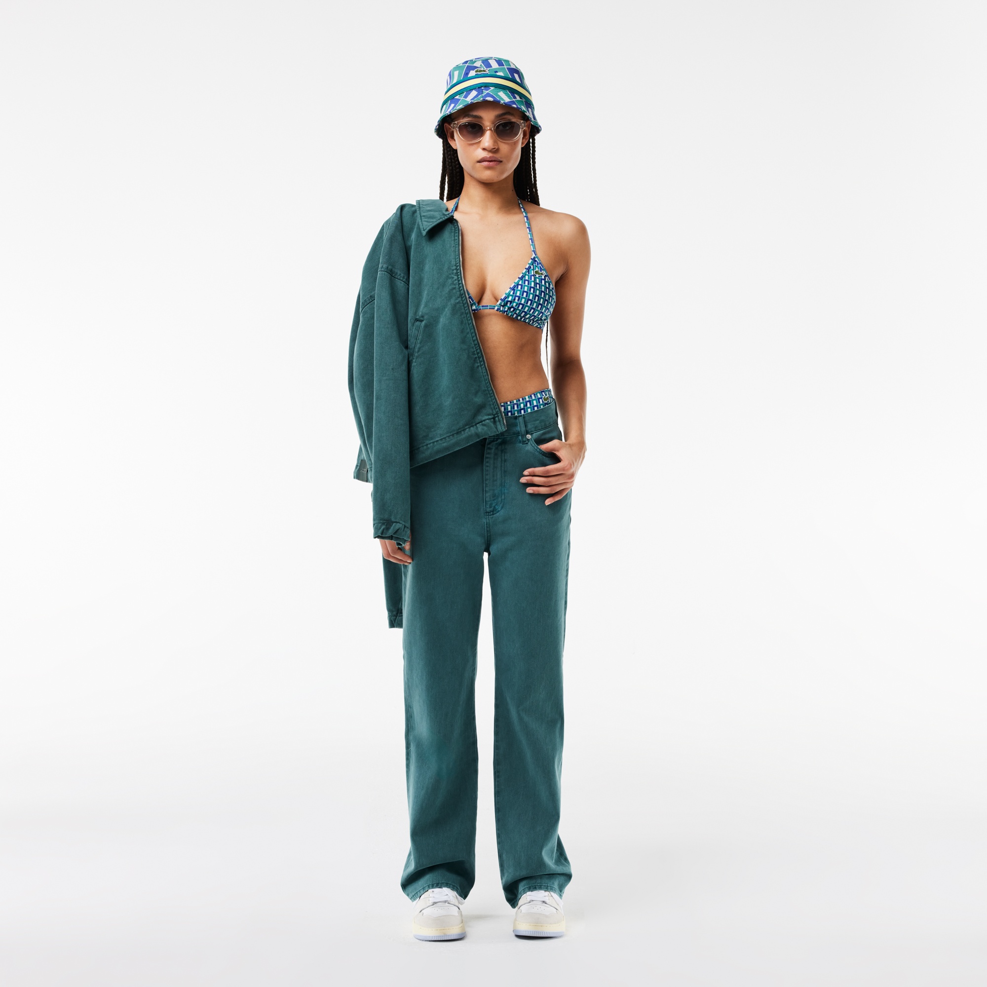 Lacoste Kadın Monogram Mavi Bikini Üstü