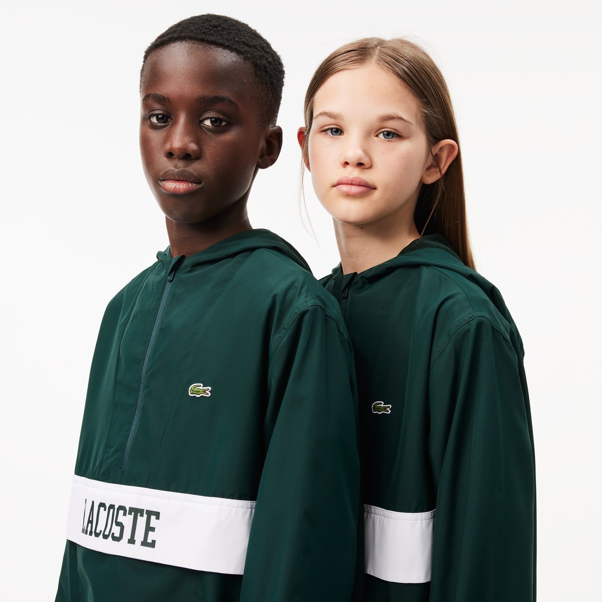 Lacoste Çocuk Kapüşonlu Baskılı Yeşil Mont