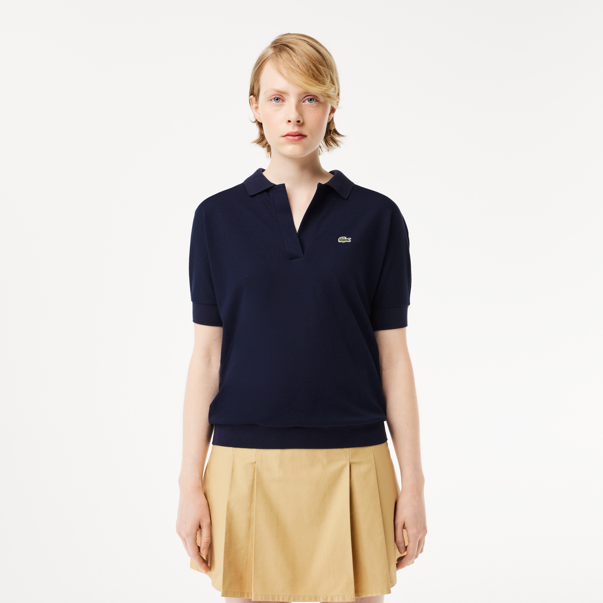 Lacoste Kadın Loose Fit Lacivert Polo