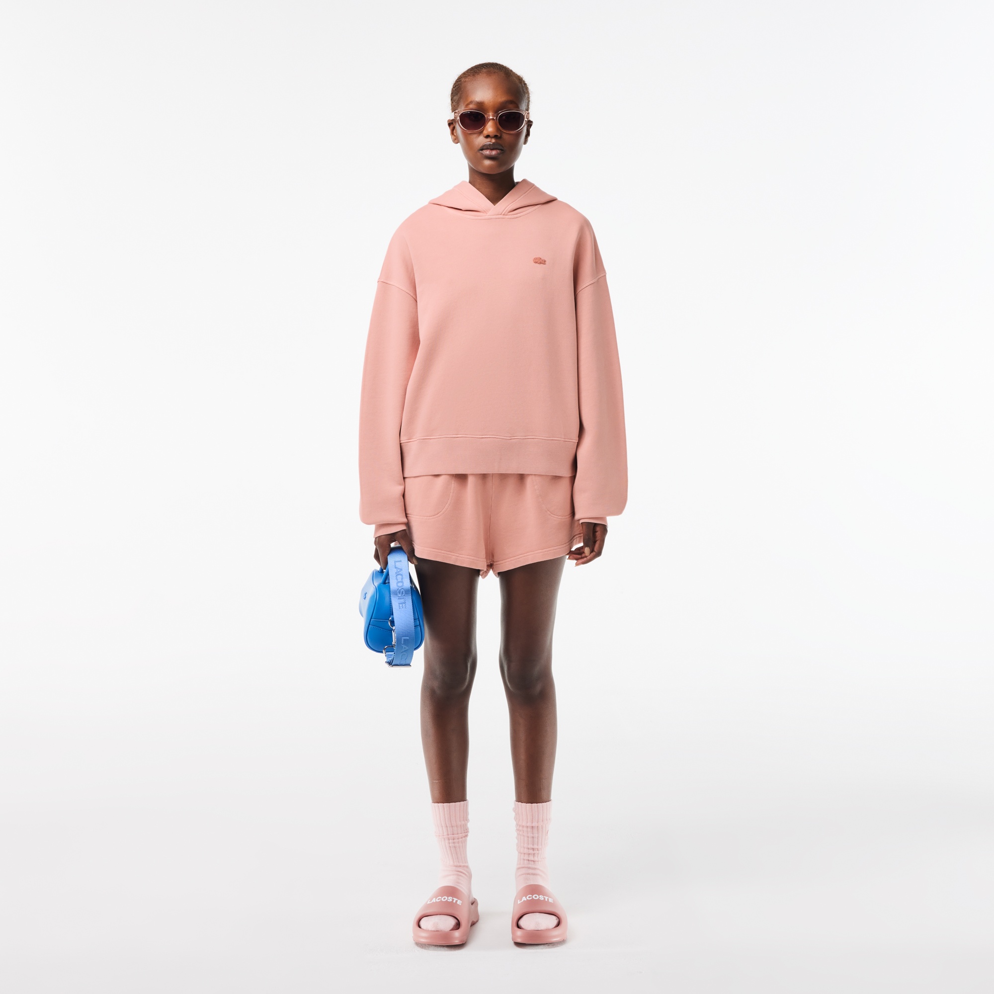 Lacoste Kadın Oversize Fit Kapüşonlu Pembe Sweatshirt