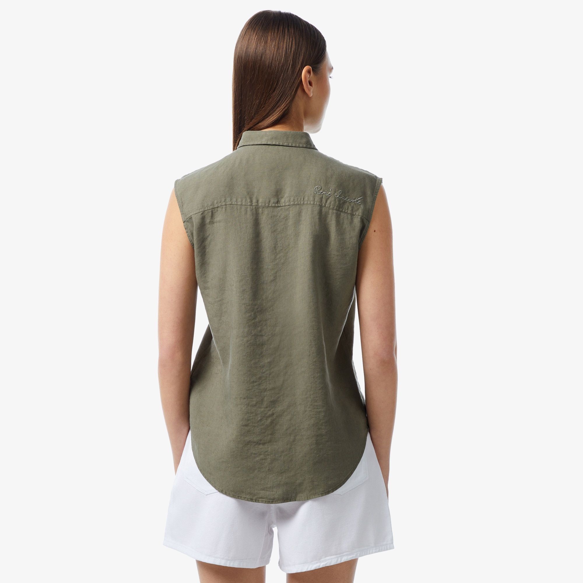 Lacoste Kadın Kolsuz Haki Gömlek