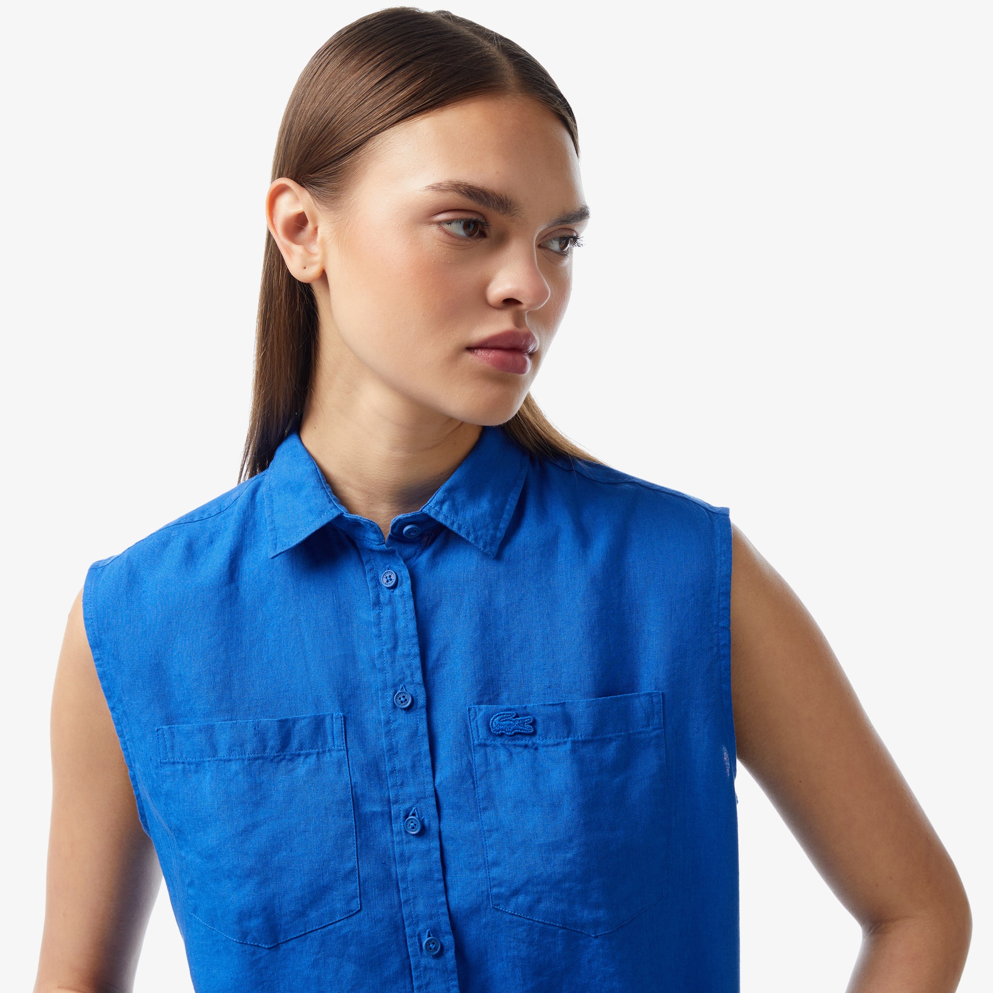 Lacoste Kadın Kolsuz Lacivert Gömlek