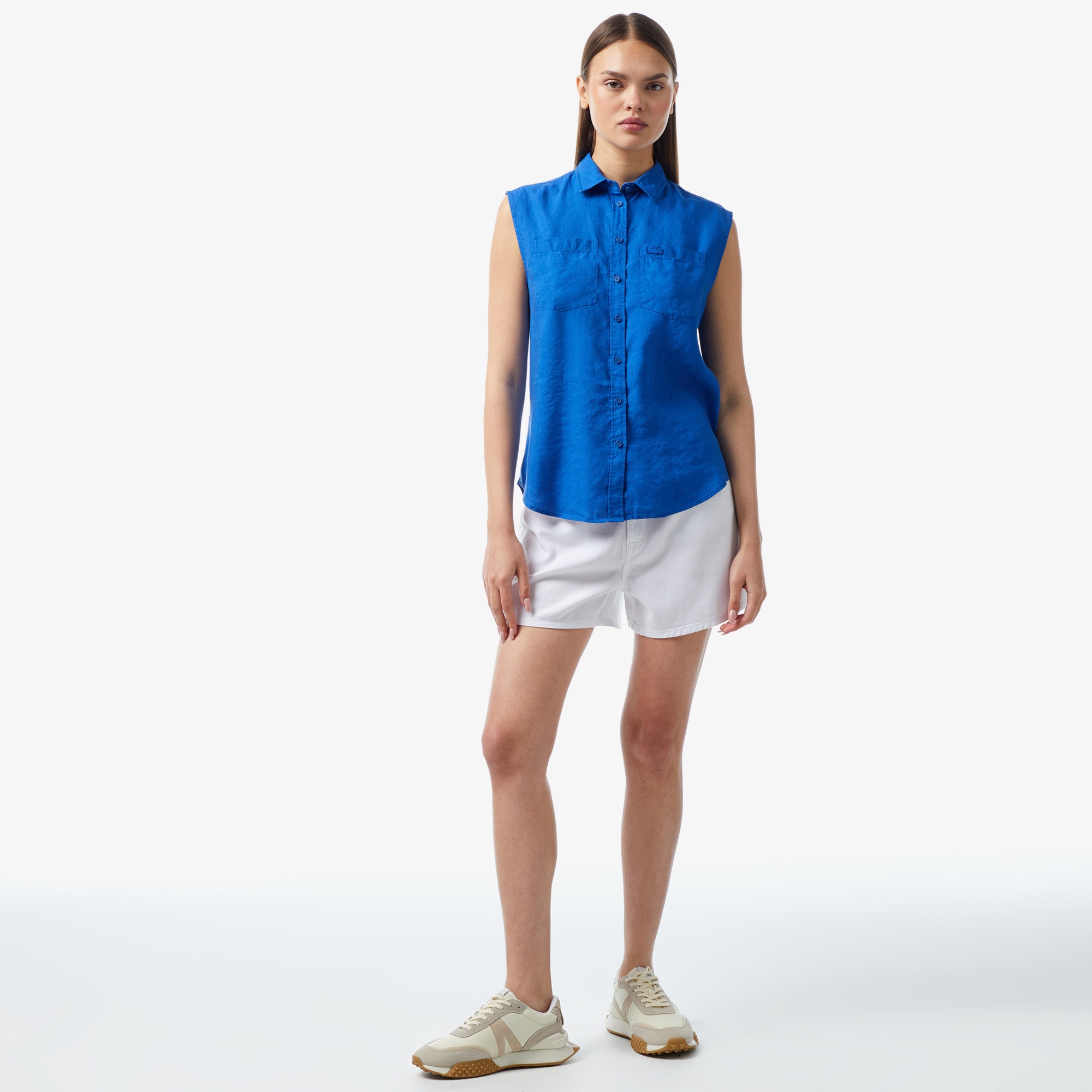 Lacoste Kadın Kolsuz Lacivert Gömlek