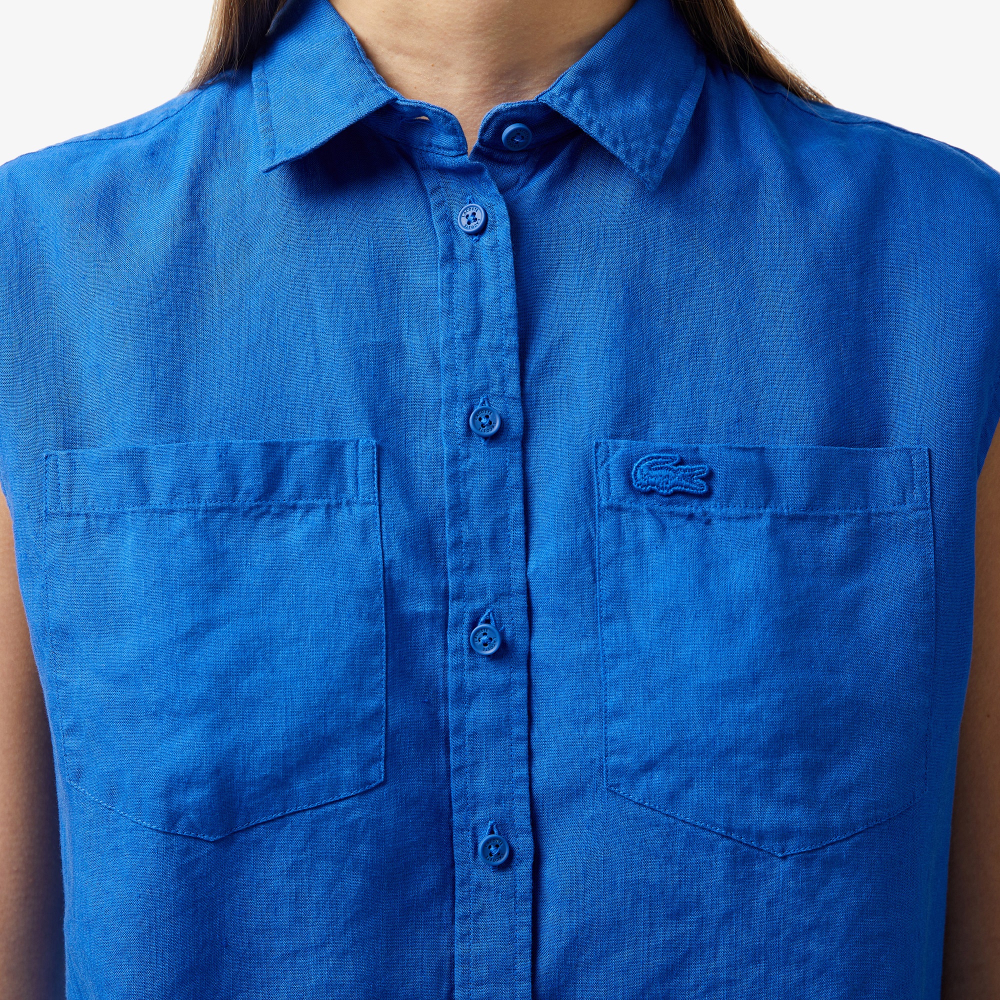 Lacoste Kadın Kolsuz Lacivert Gömlek