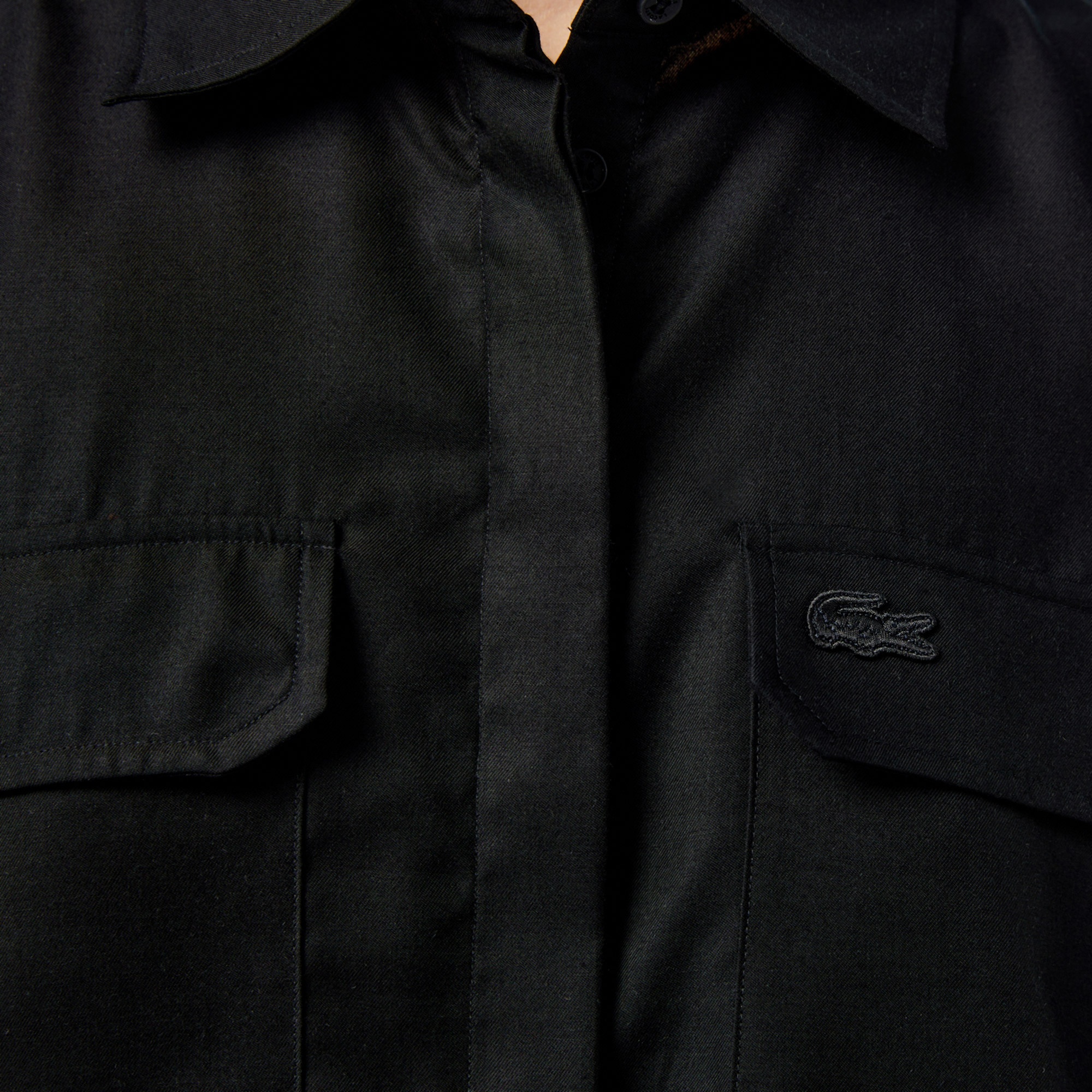 Lacoste Kadın Relaxed Fit Kısa Kollu Siyah Gömlek