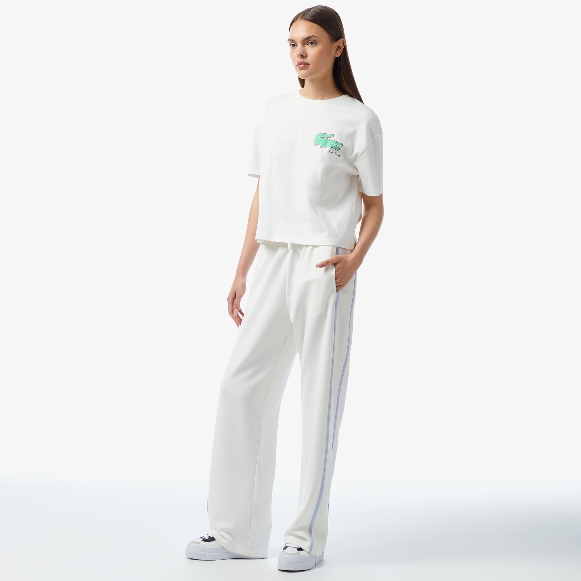 Lacoste Kadın Flare Fit Beyaz Eşofman Altı