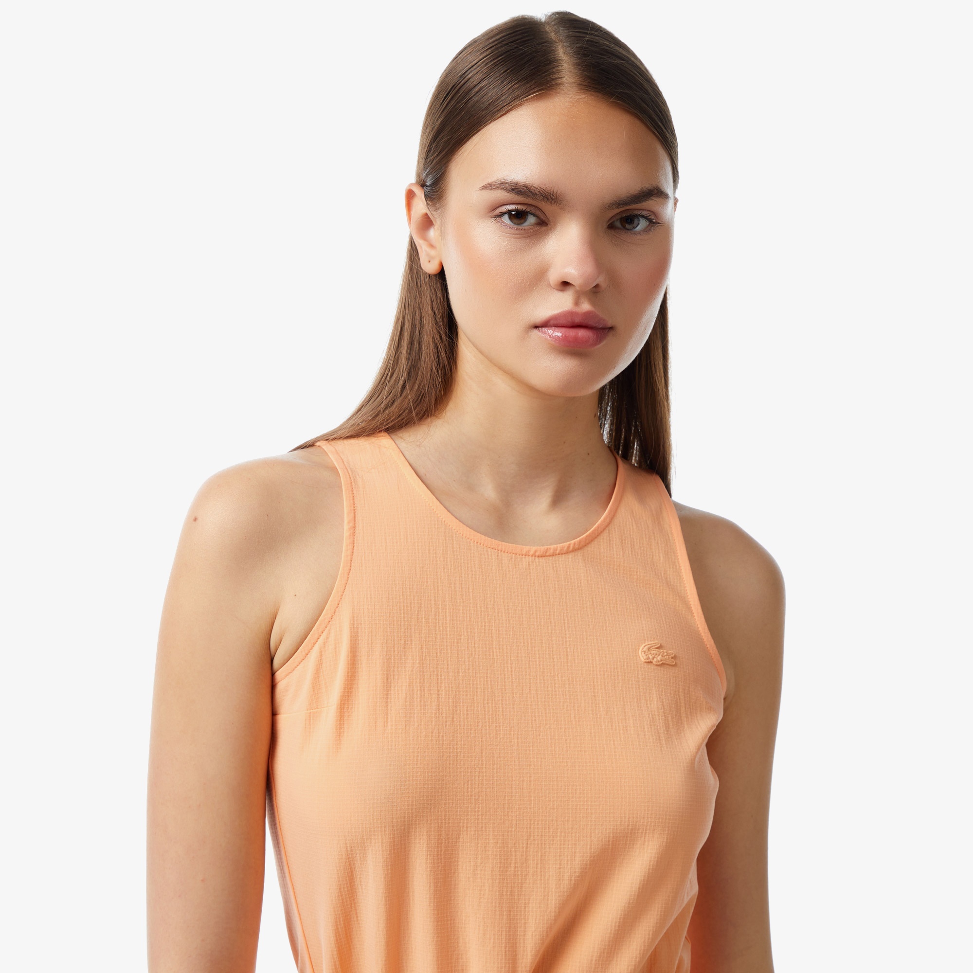 Lacoste Kadın Straight Fit Kolsuz Turuncu Elbise