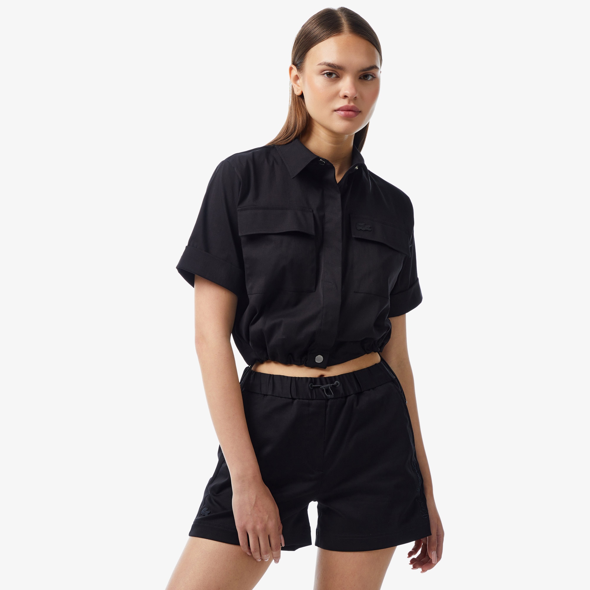 Lacoste Kadın Kısa Kollu Siyah Gömlek