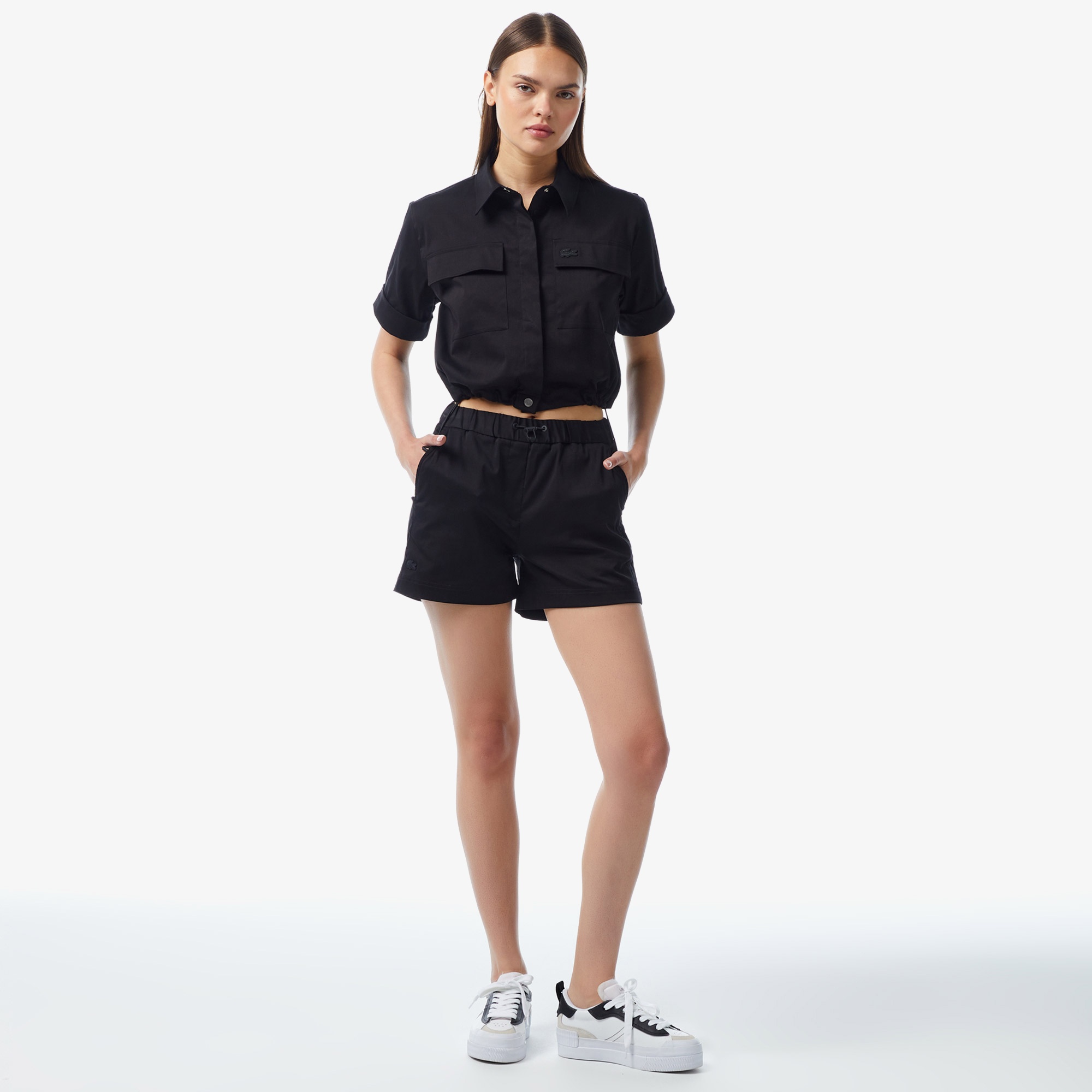 Lacoste Kadın Kısa Kollu Siyah Gömlek