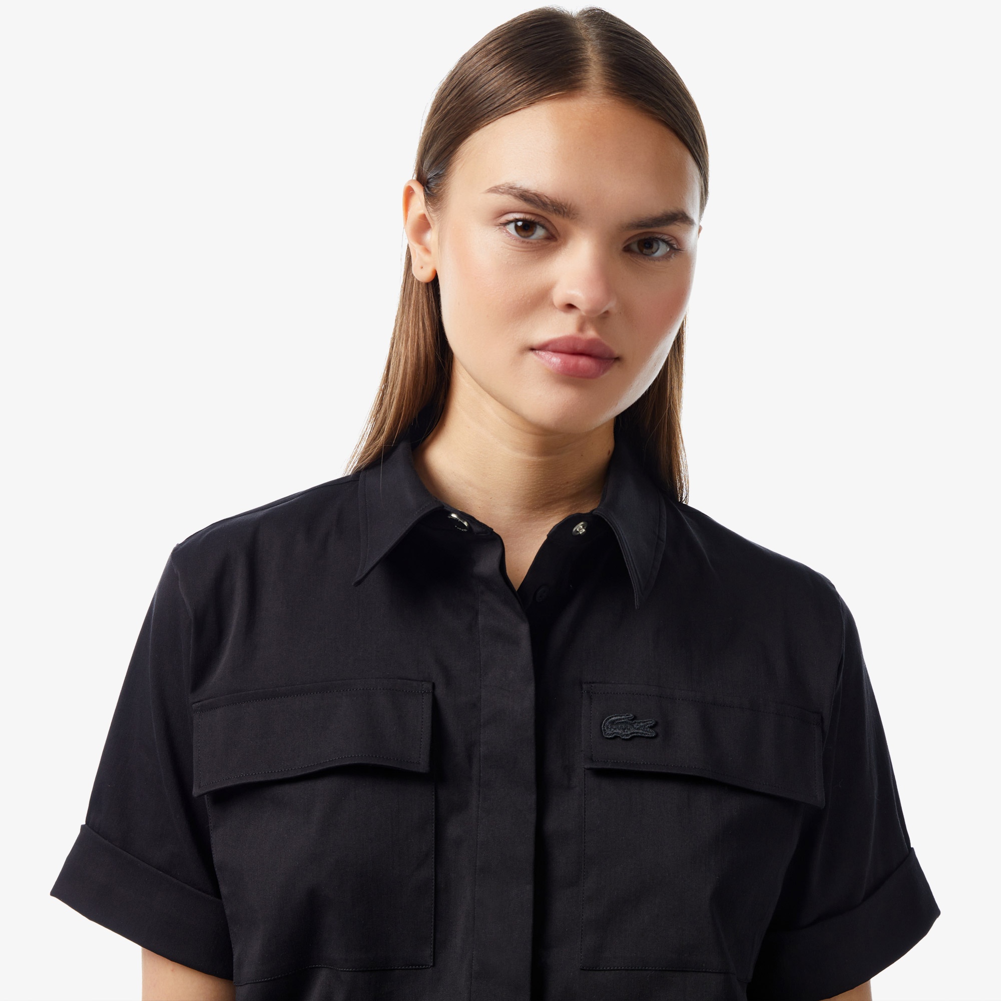 Lacoste Kadın Kısa Kollu Siyah Gömlek