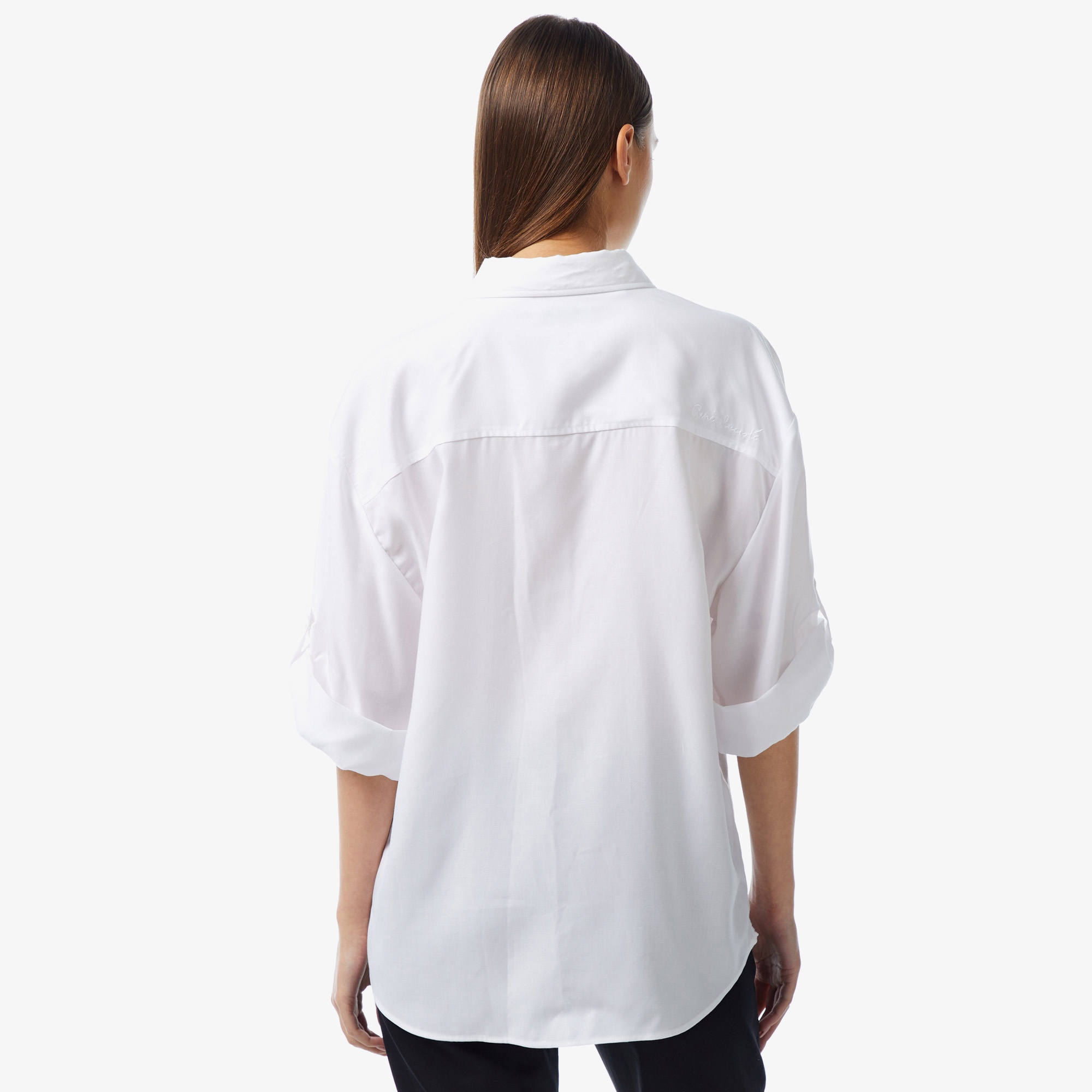 Lacoste Kadın Relaxed Fit Kısa Kollu Beyaz Gömlek