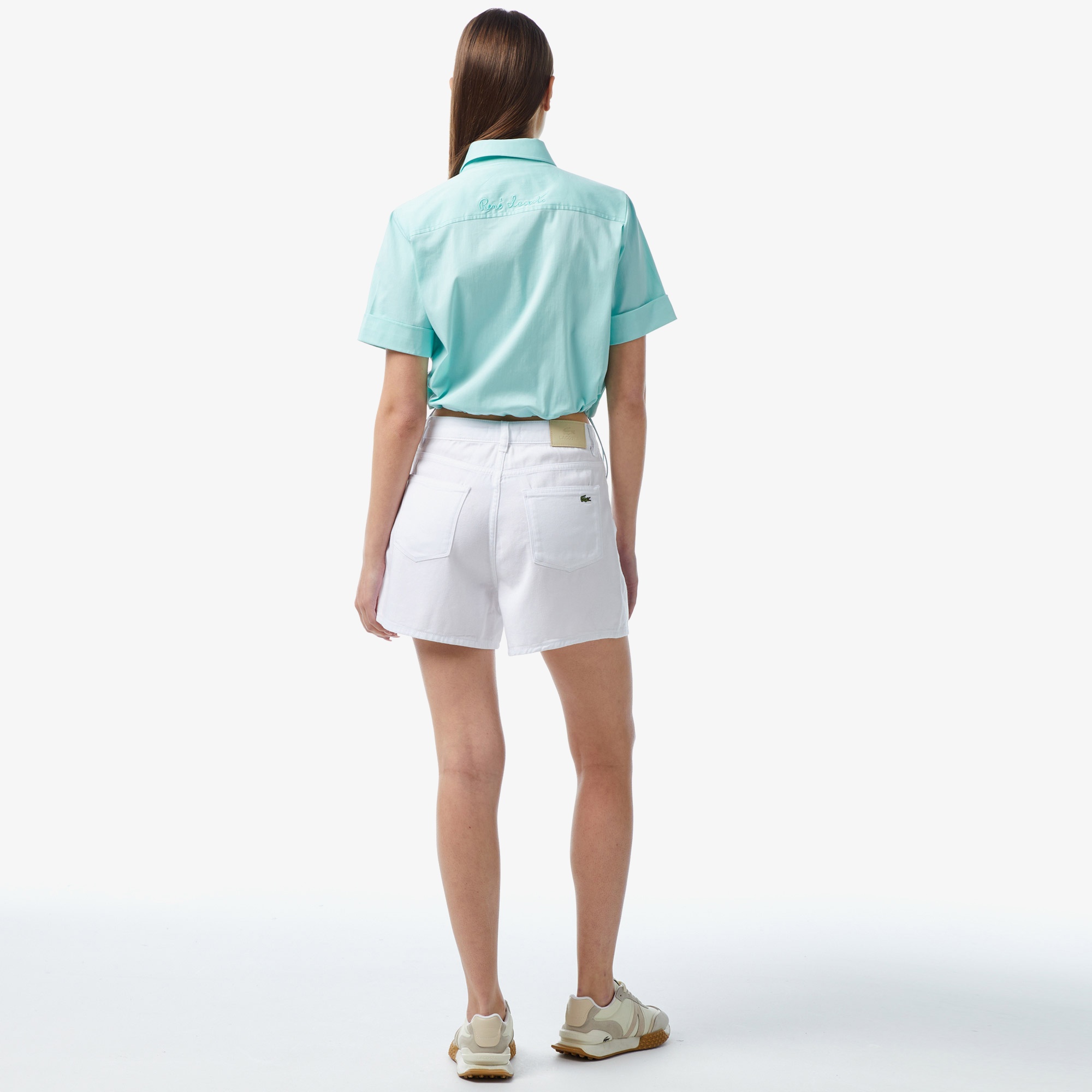 Lacoste Kadın Kısa Kollu Mavi Gömlek