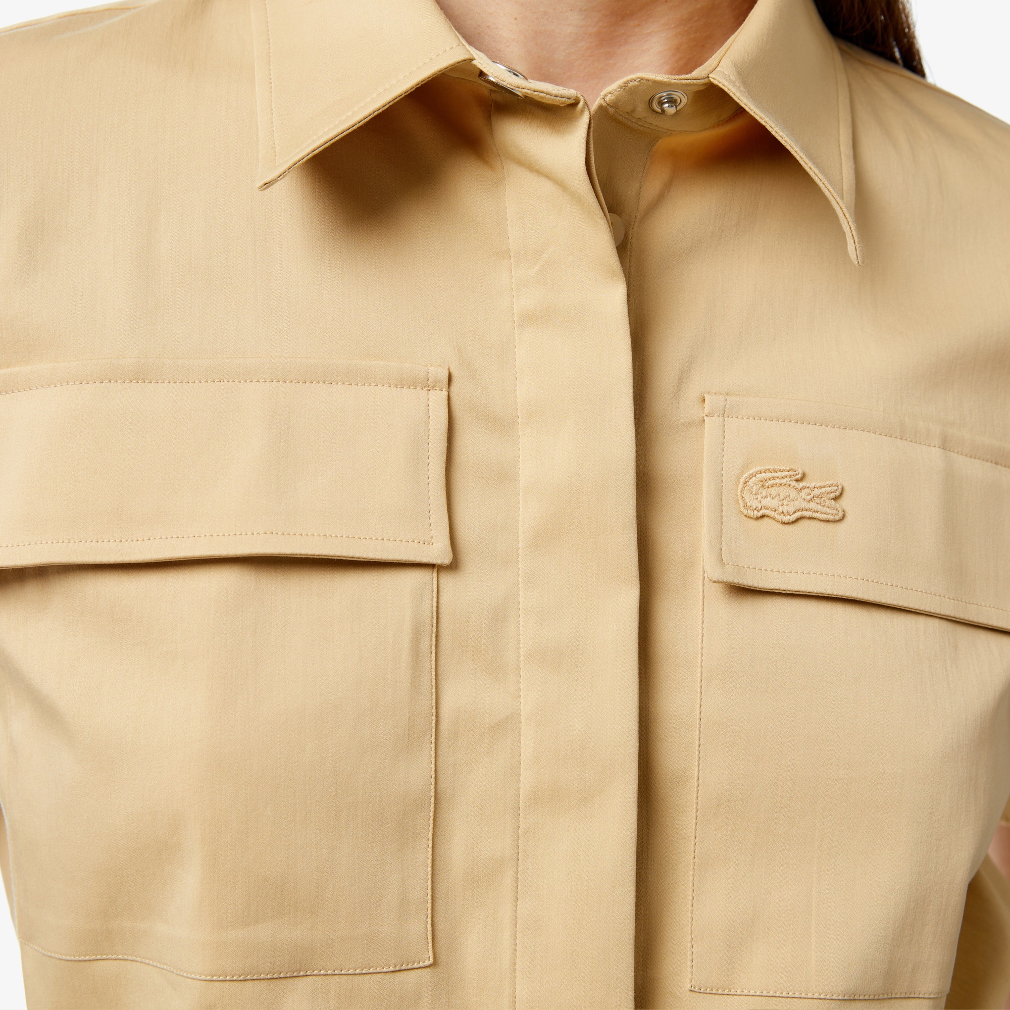 Lacoste Kadın Kısa Kollu Kahverengi Gömlek