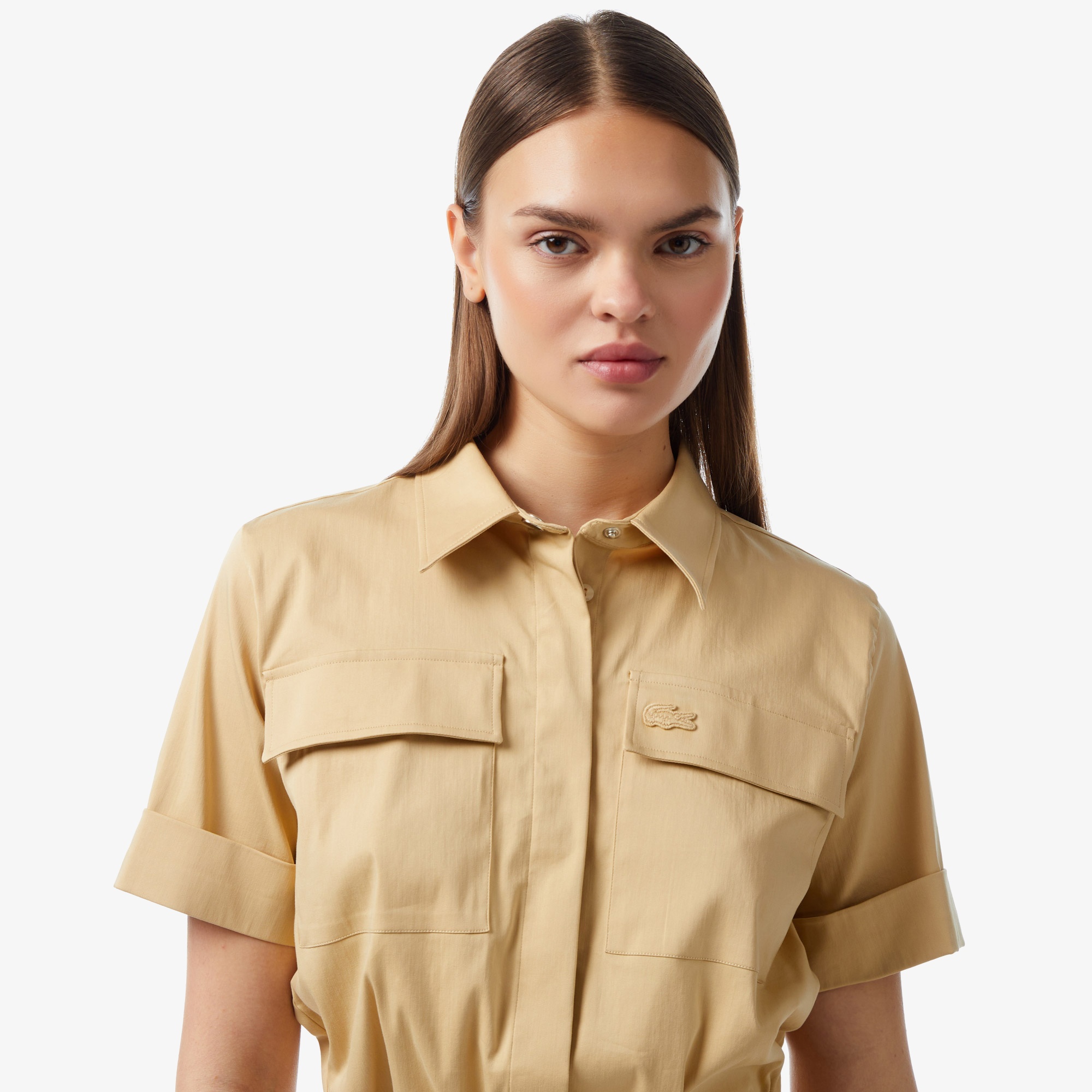 Lacoste Kadın Kısa Kollu Kahverengi Gömlek