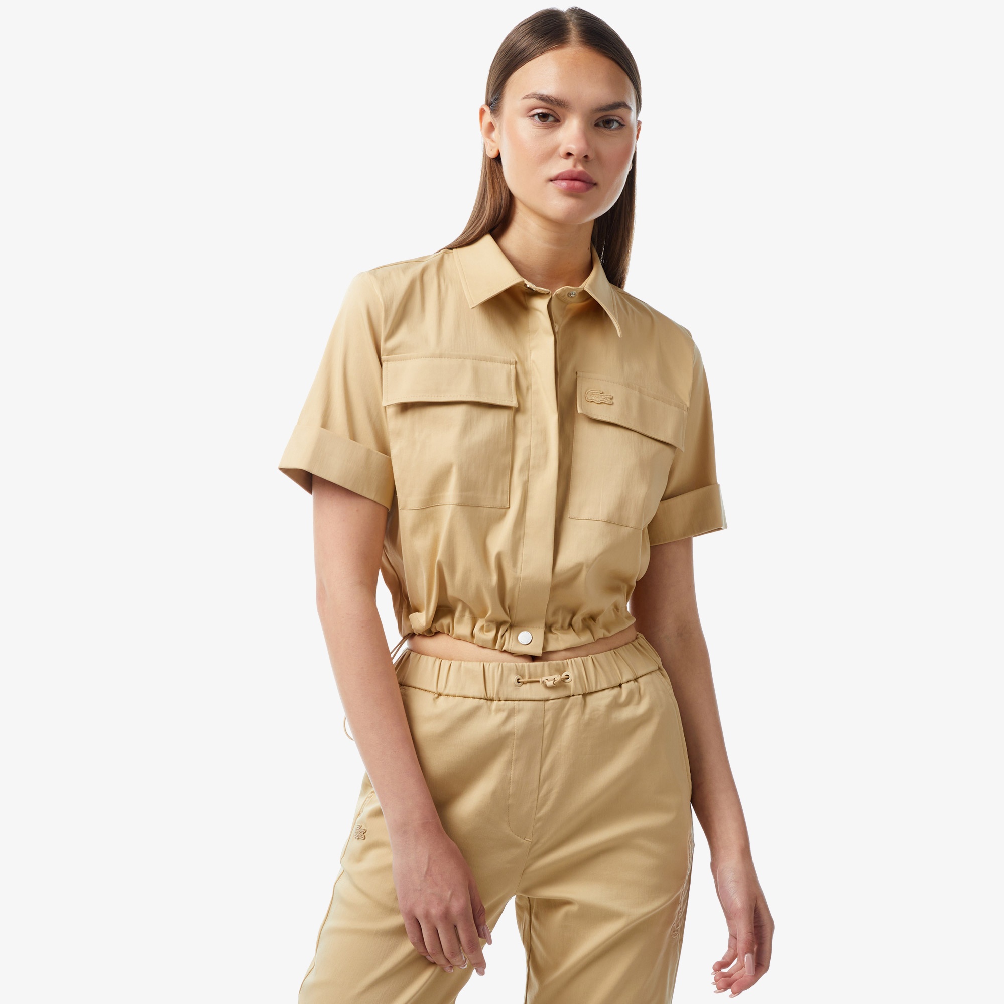 Lacoste Kadın Kısa Kollu Kahverengi Gömlek