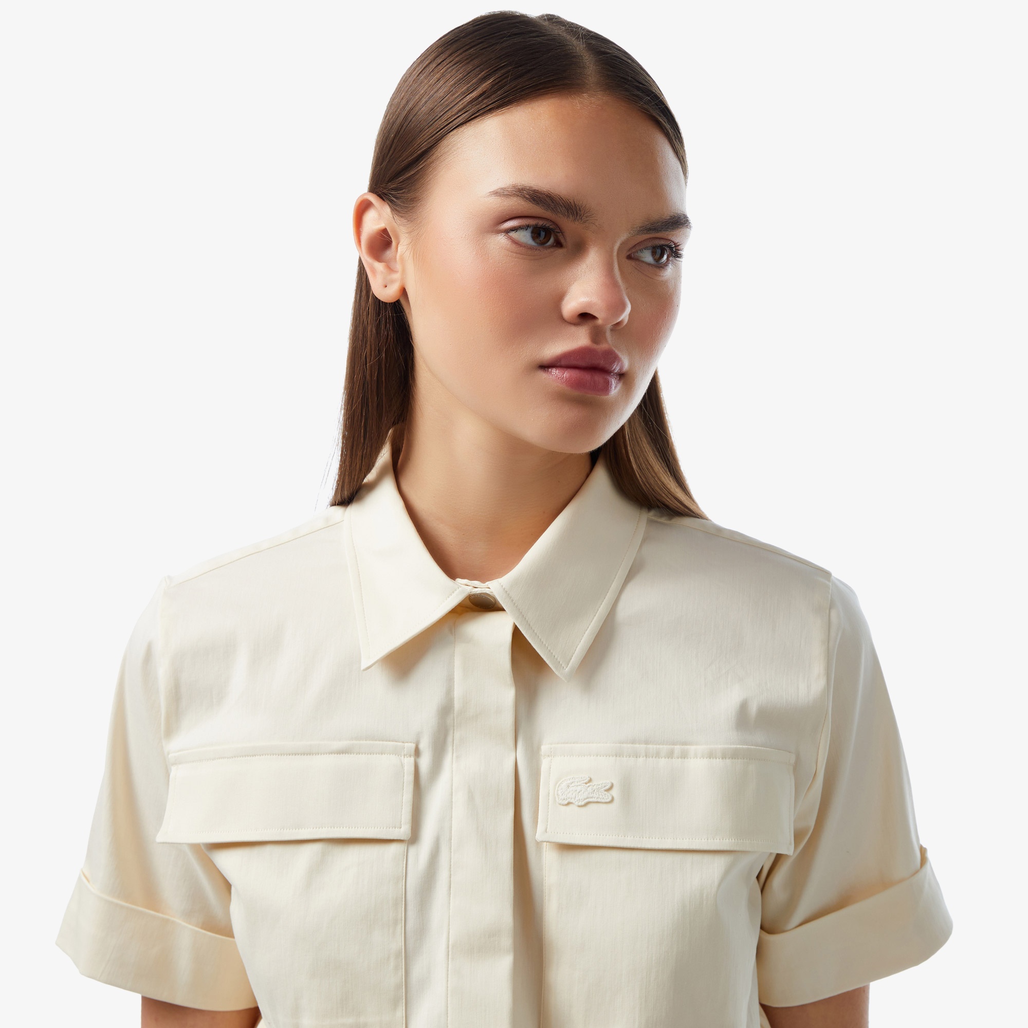 Lacoste Kadın Kısa Kollu Bej Gömlek