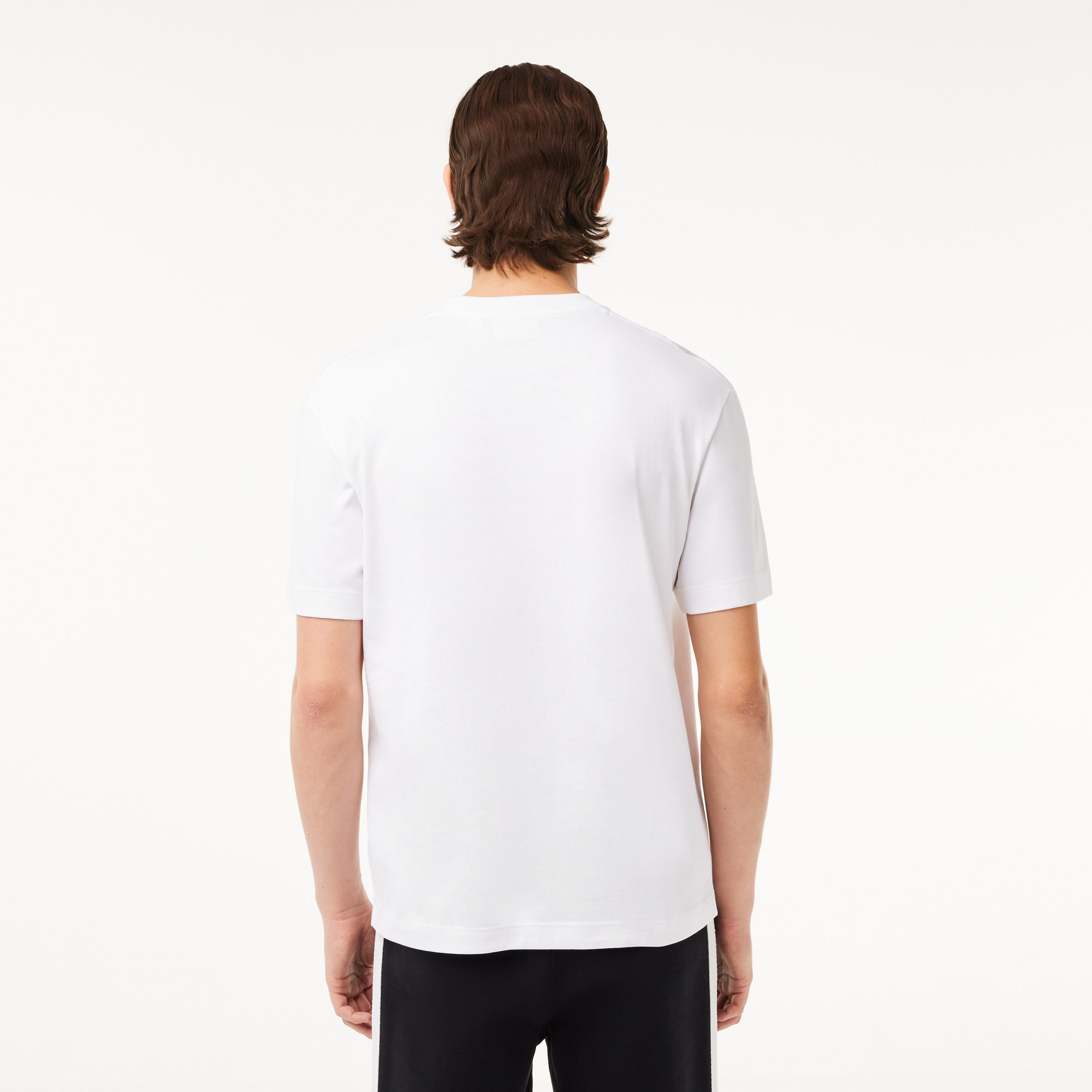 Lacoste Erkek Regular Fit Bisiklet Yaka Baskılı Beyaz T-Shirt