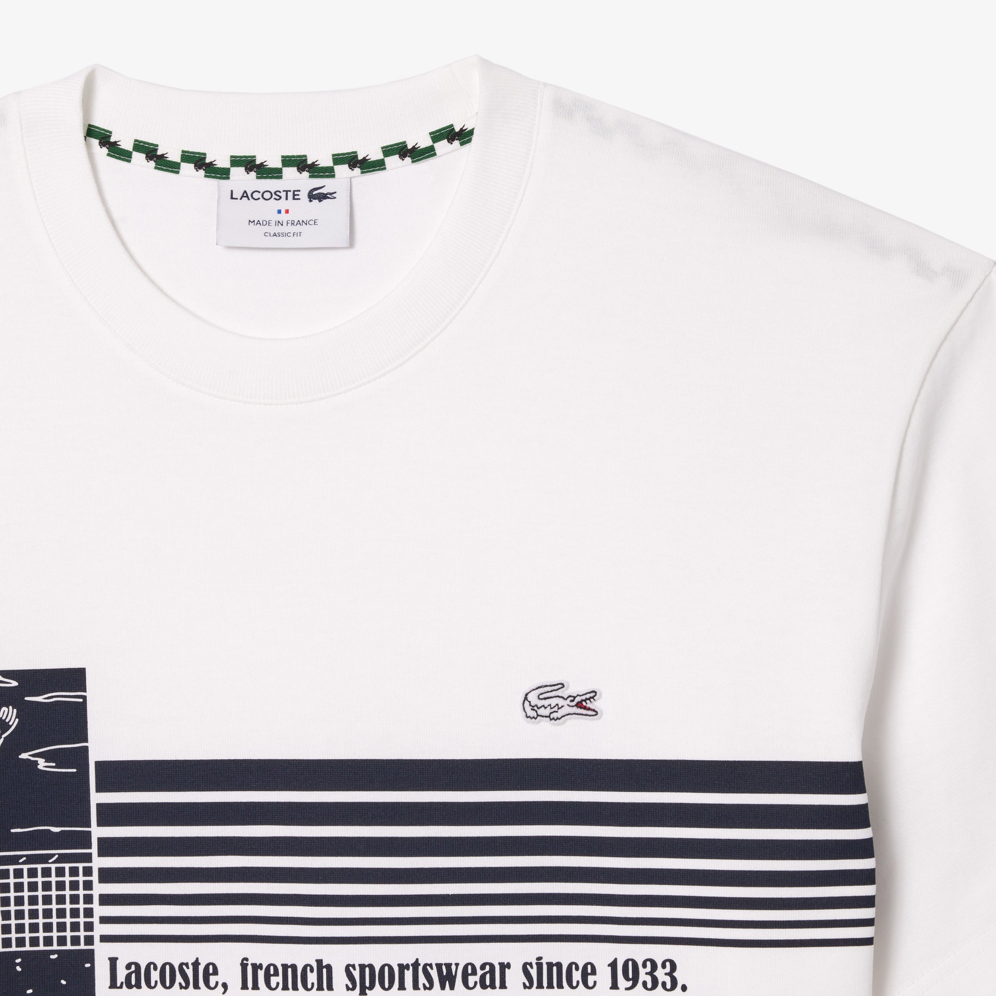 Lacoste Erkek Regular Fit Bisiklet Yaka Baskılı Beyaz T-Shirt