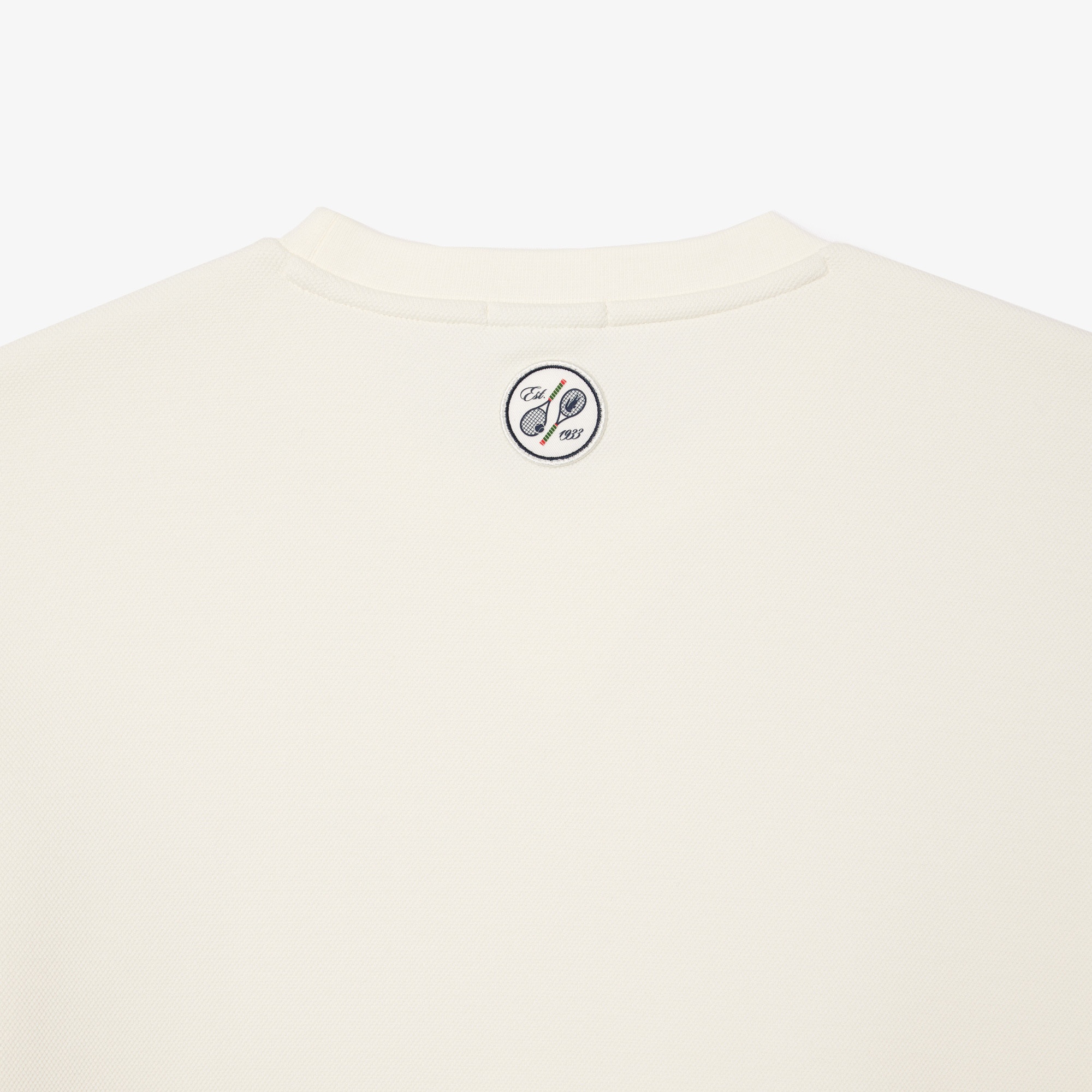 Lacoste Roland Garros Unisex Relaxed Fit Bisiklet Yaka Beyaz Sweatshirt