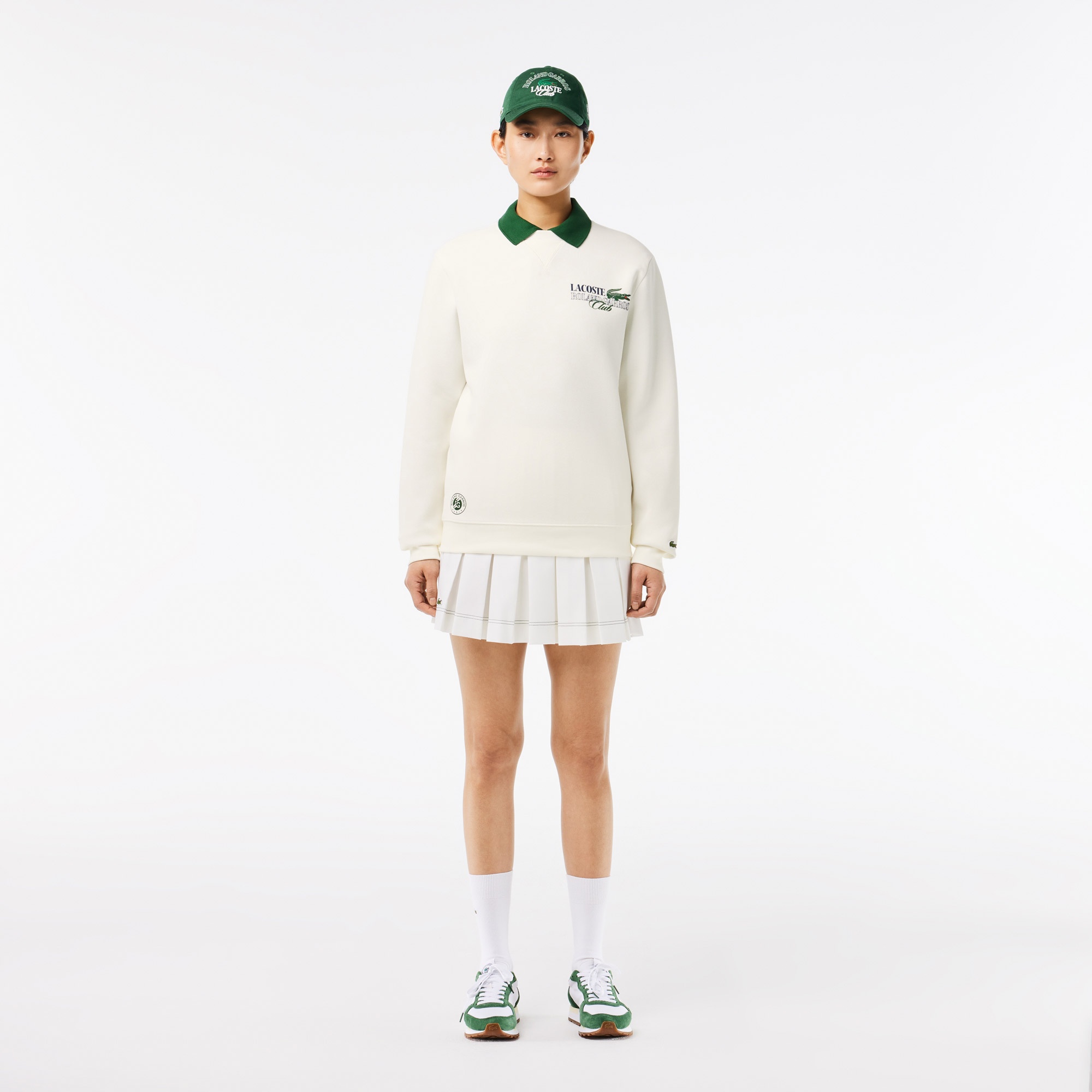 Lacoste Roland Garros Unisex Relaxed Fit Bisiklet Yaka Beyaz Sweatshirt