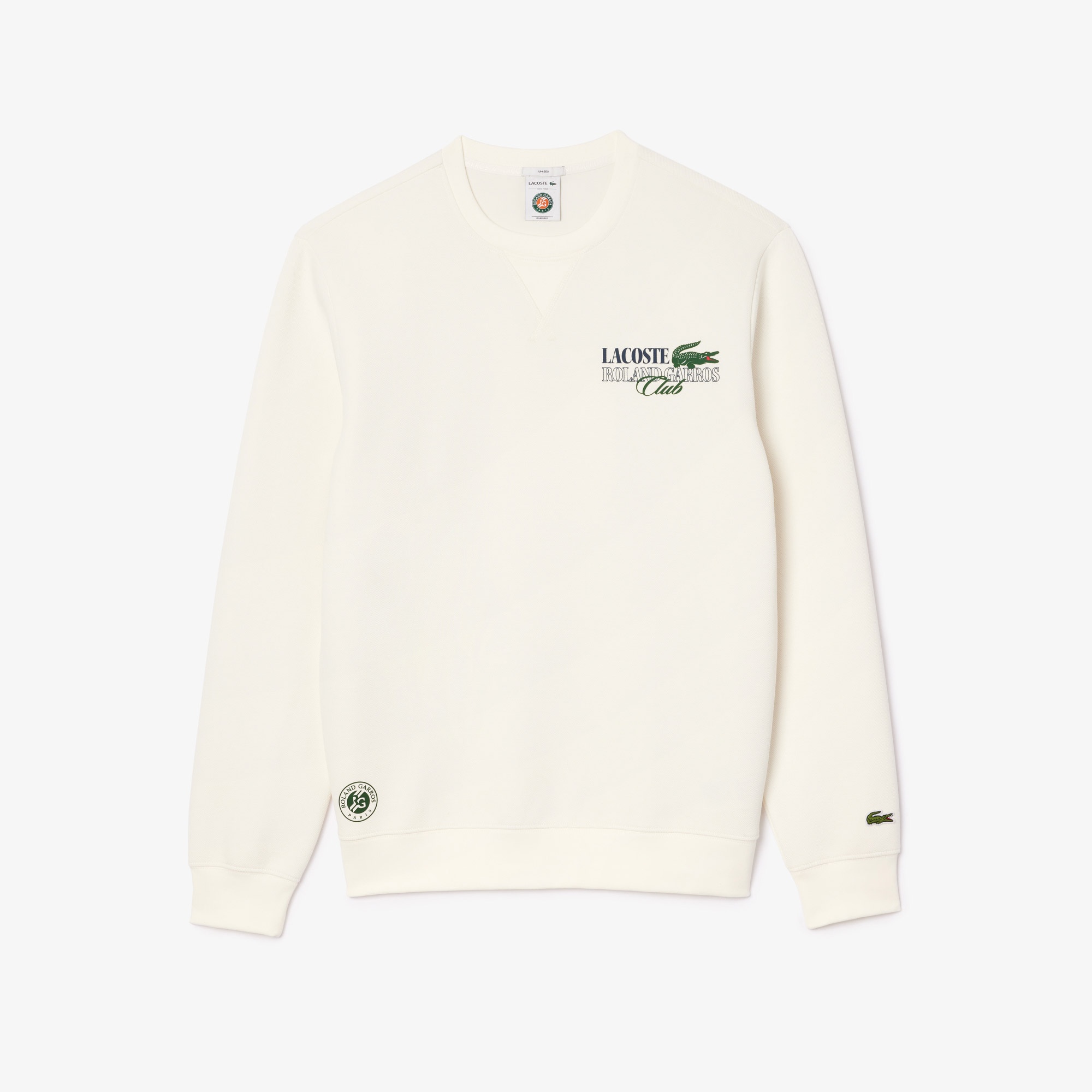 Lacoste Roland Garros Unisex Relaxed Fit Bisiklet Yaka Beyaz Sweatshirt