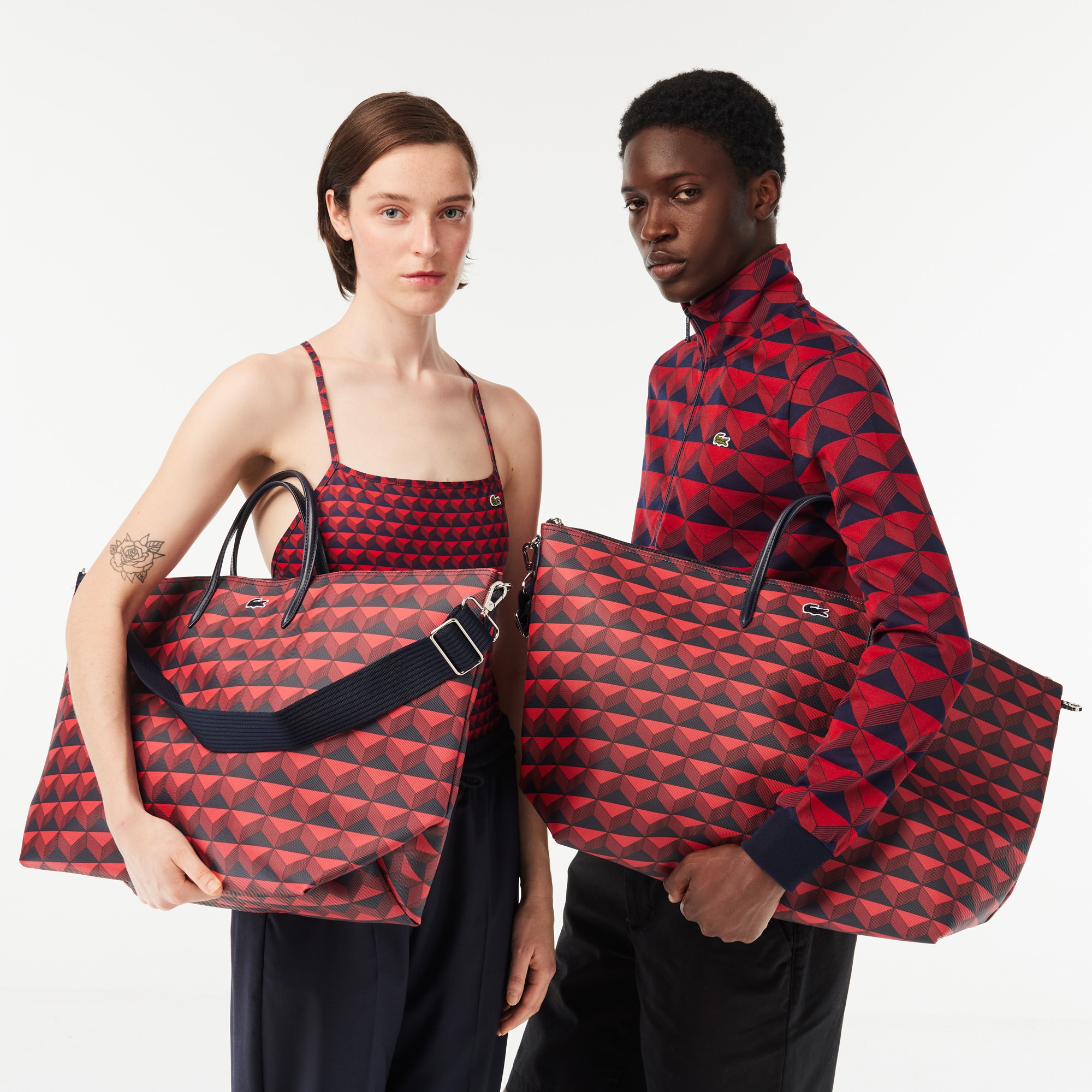 Lacoste Unisex Monogram Kırmızı Omuz Çantası