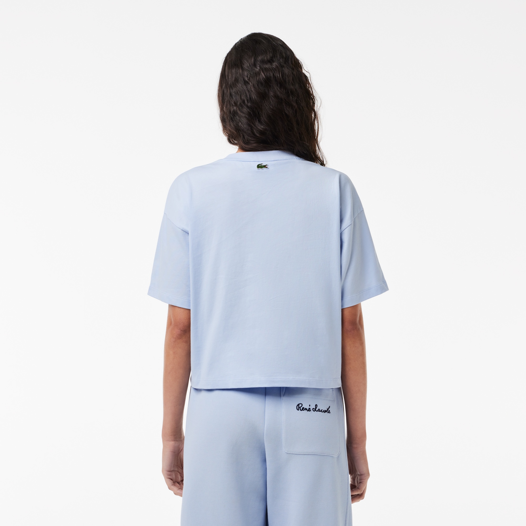Lacoste Kadın Relaxed Fit Bisiklet Yaka Mavi T-Shirt