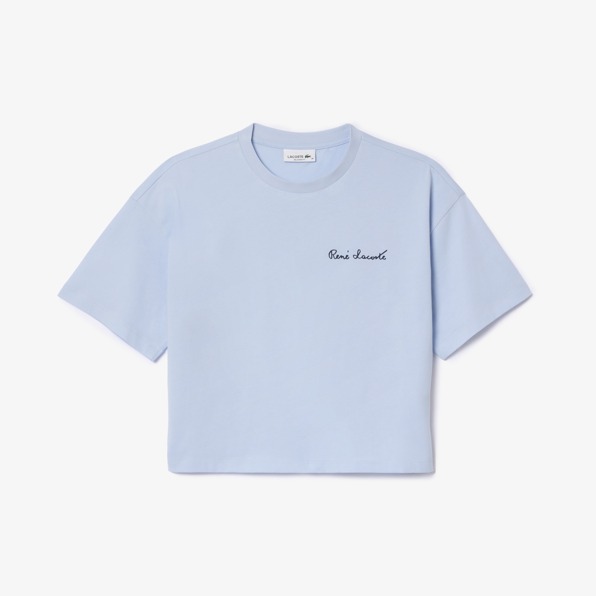 Lacoste Kadın Relaxed Fit Bisiklet Yaka Mavi T-Shirt