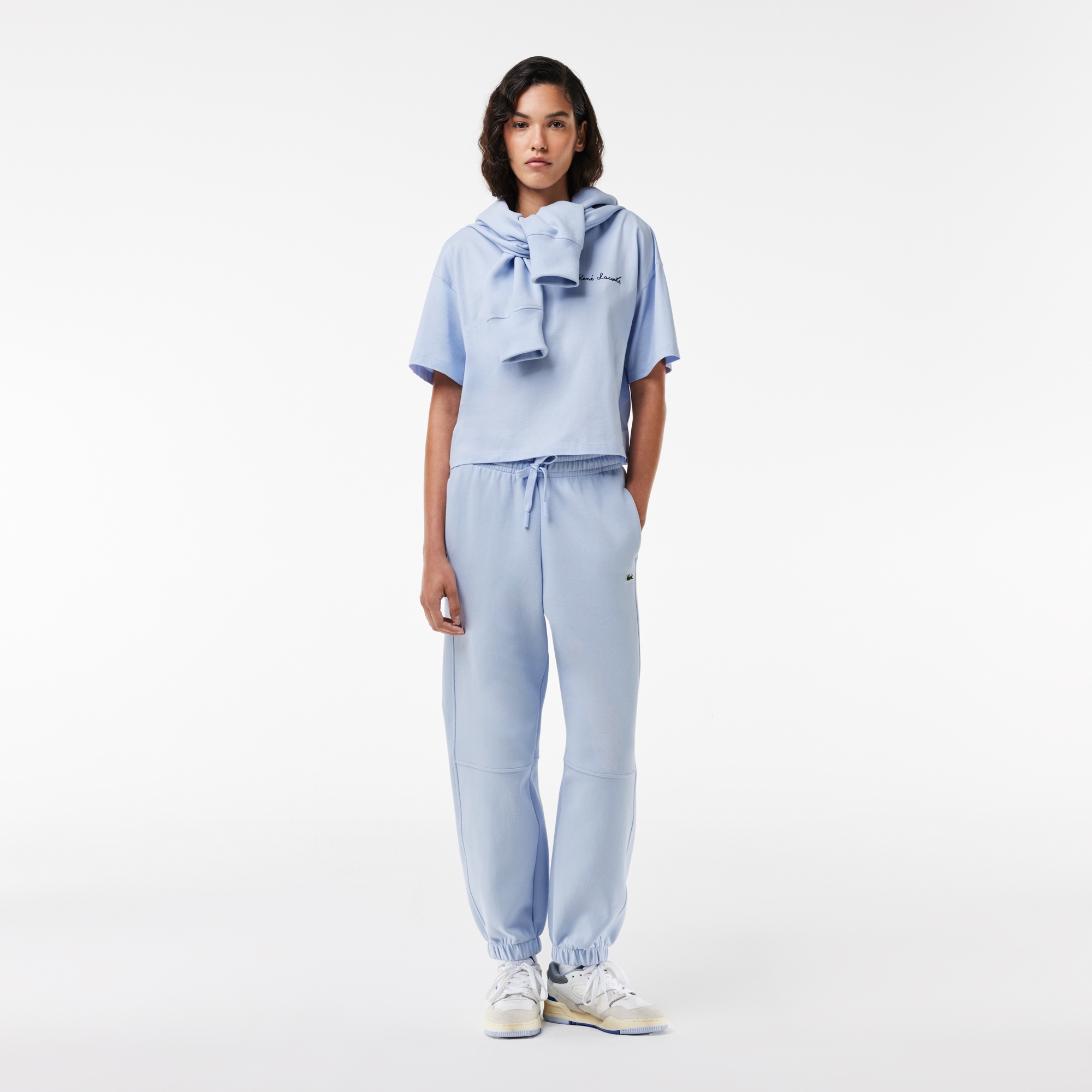 Lacoste Kadın Relaxed Fit Bisiklet Yaka Mavi T-Shirt