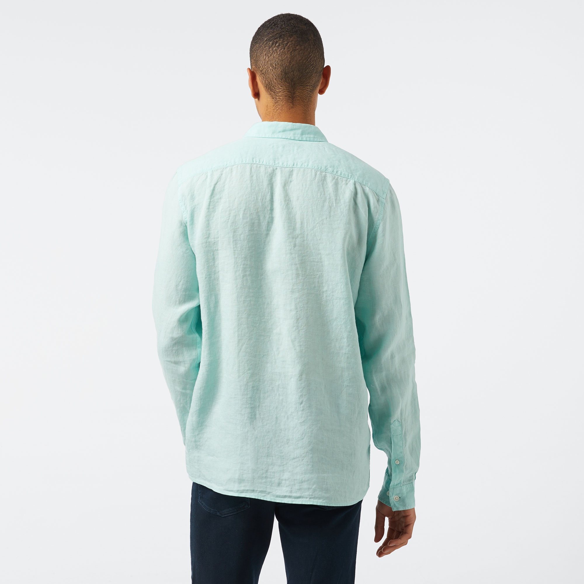 Lacoste Erkek Regular Fit Düğmeli Yaka Keten Yeşil Gömlek