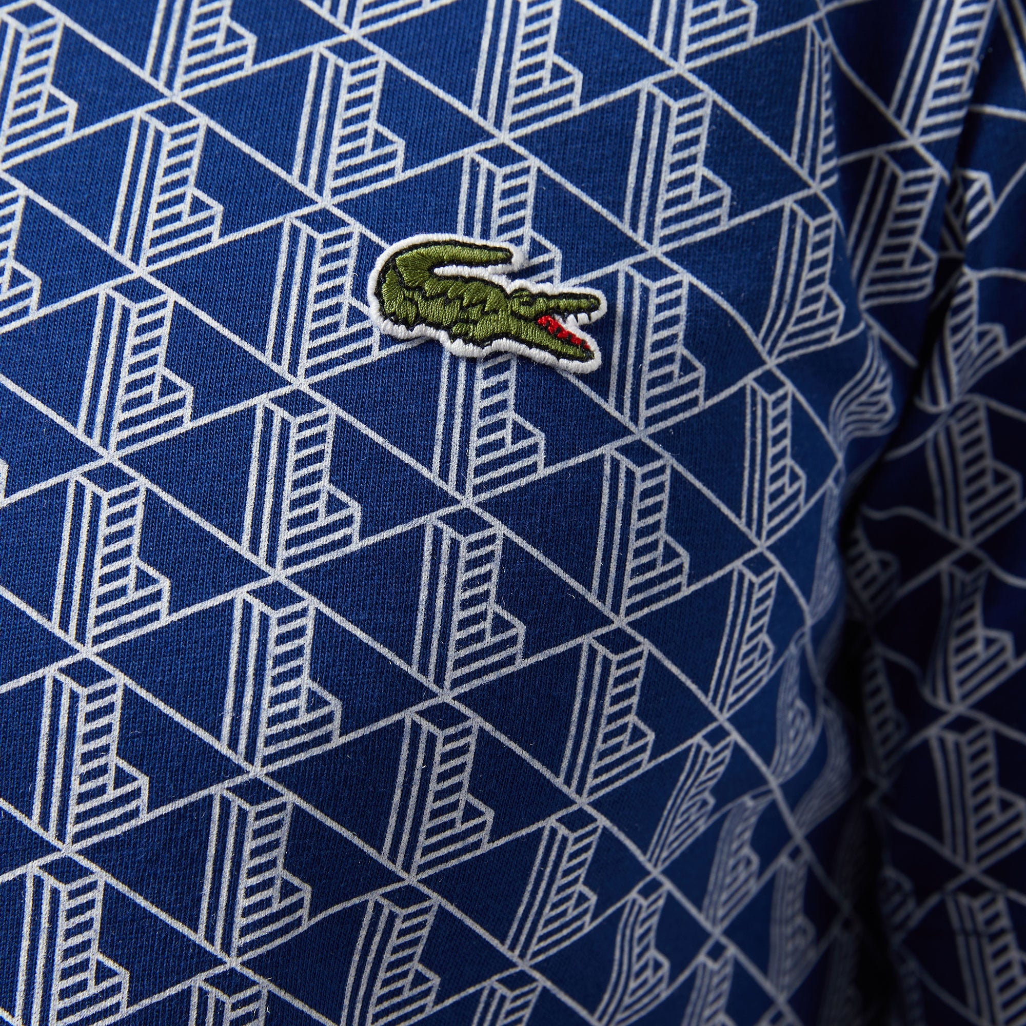 Lacoste Erkek Slim Fit Bisiklet Yaka Monogram Mavi T-Shirt