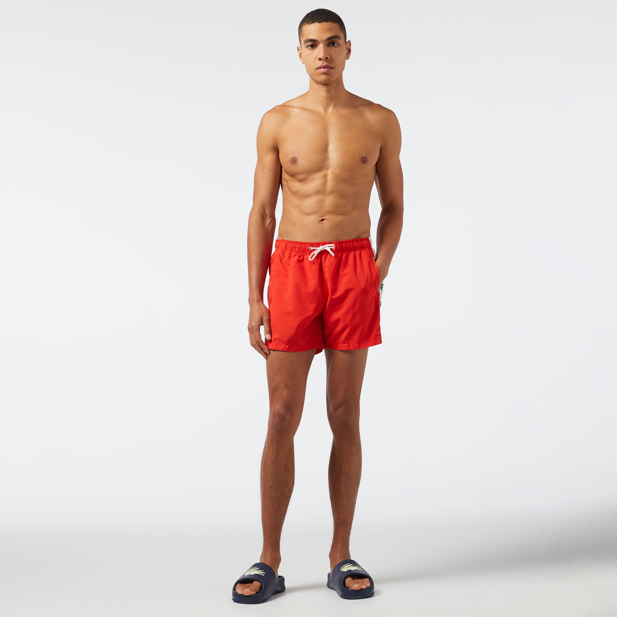 Lacoste Erkek Renk Bloklu Kırmızı Mayo Şort