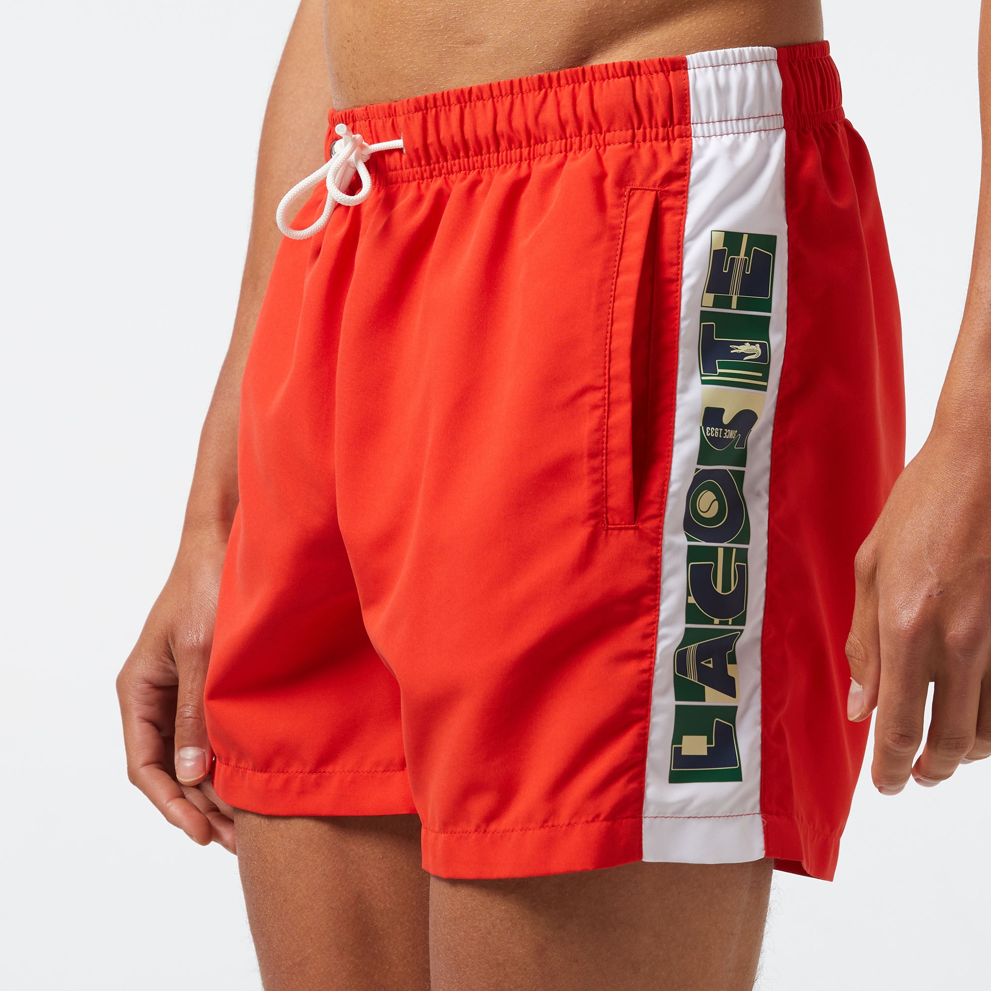 Lacoste Erkek Renk Bloklu Kırmızı Mayo Şort