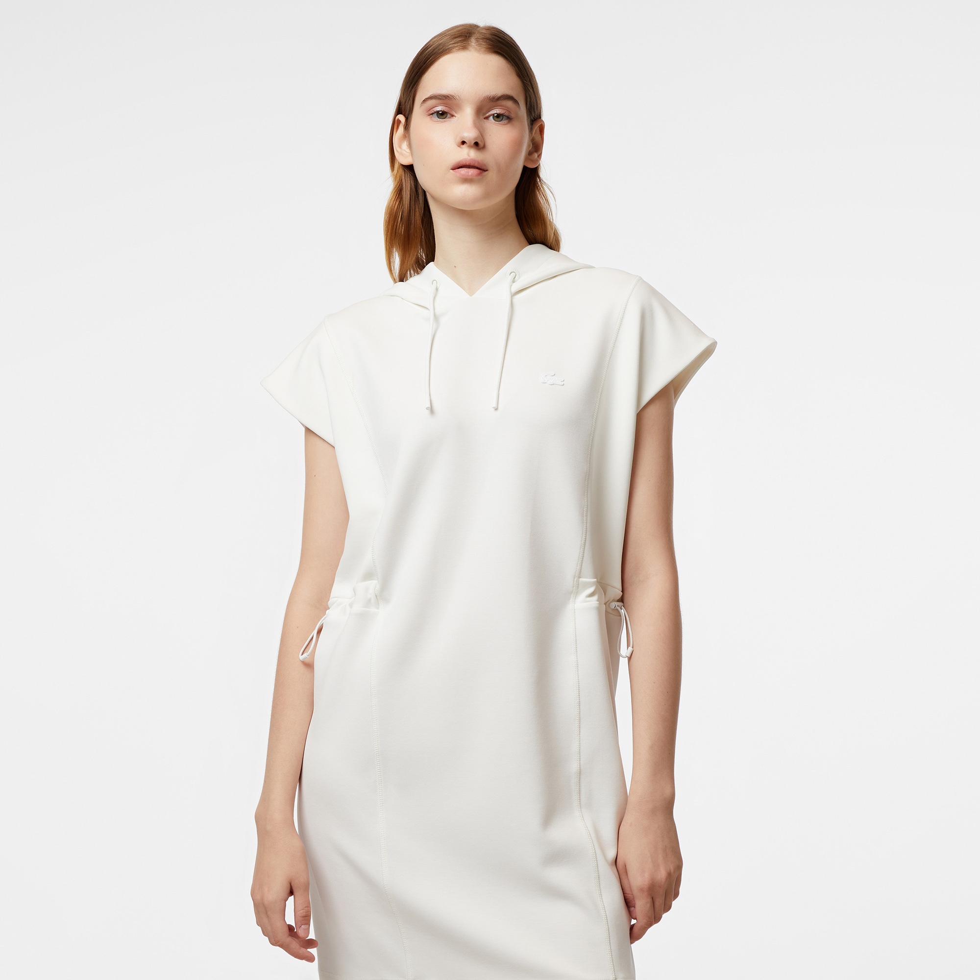 Lacoste Kadın Straight Fit Kapüşonlu Beyaz Elbise