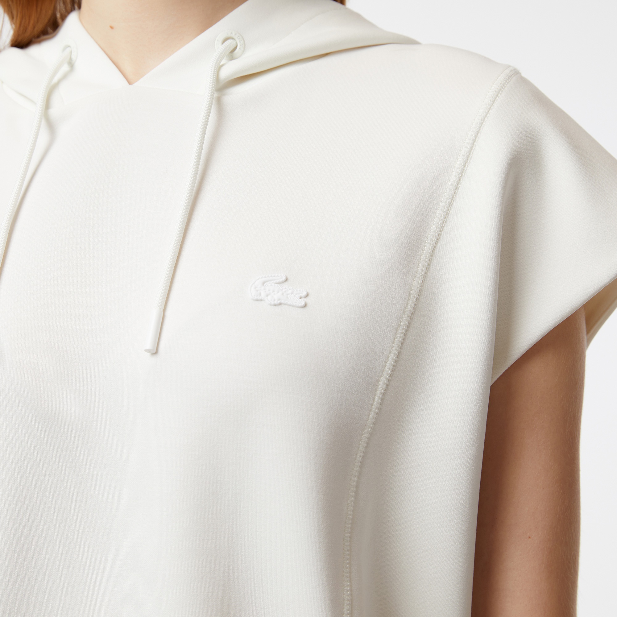 Lacoste Kadın Straight Fit Kapüşonlu Beyaz Elbise