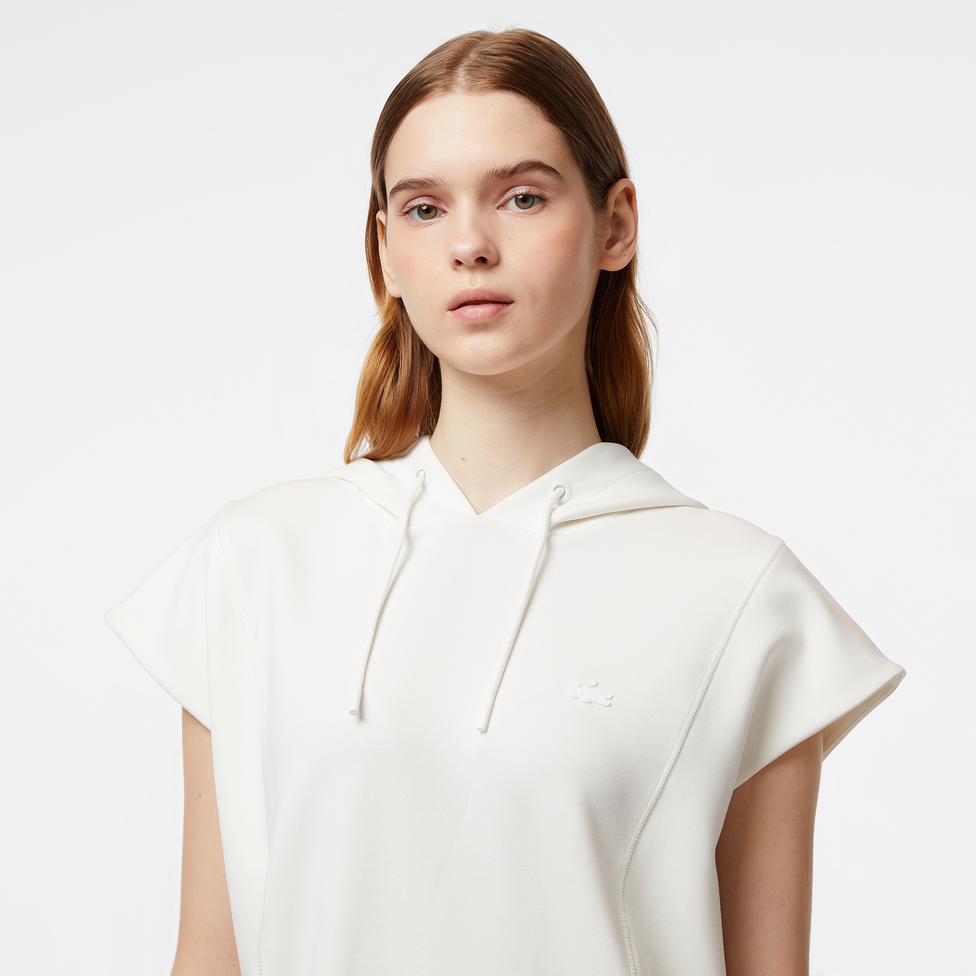 Lacoste Kadın Straight Fit Kapüşonlu Beyaz Elbise