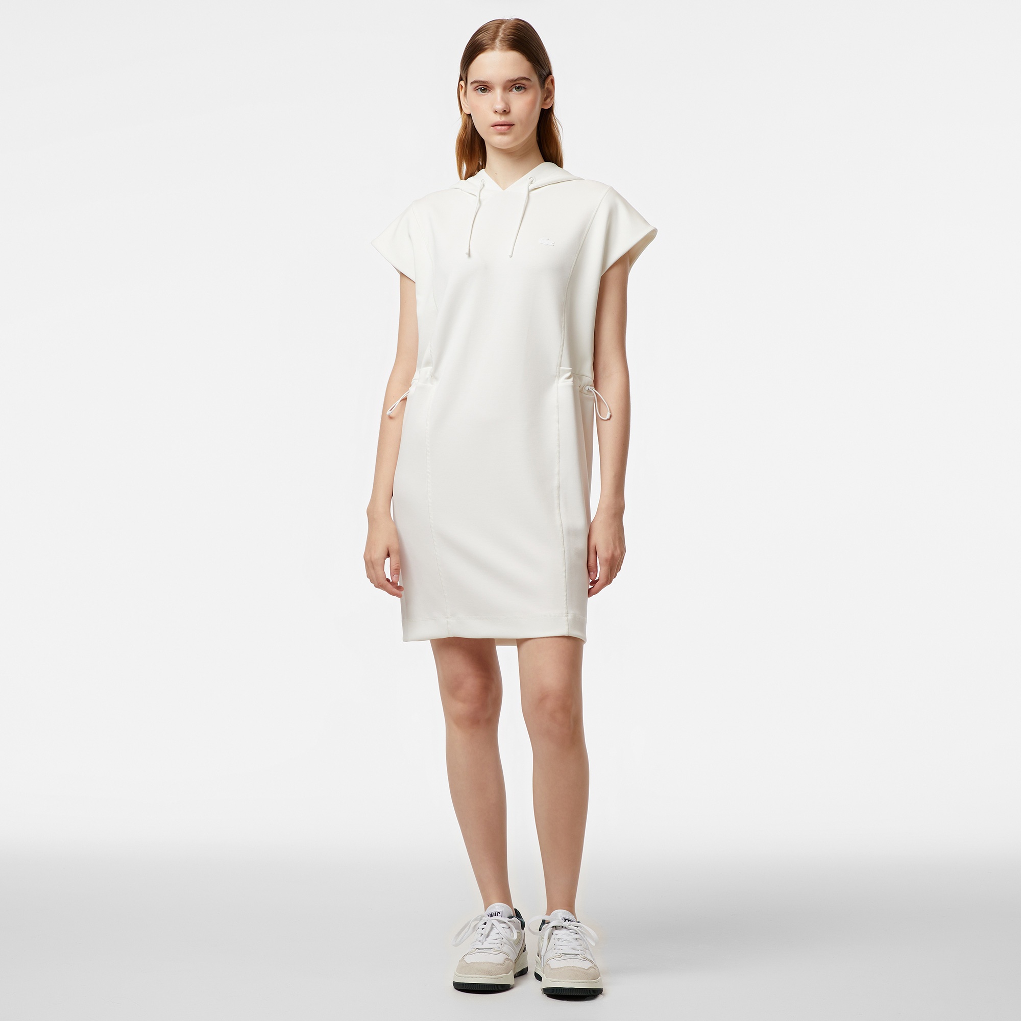 Lacoste Kadın Straight Fit Kapüşonlu Beyaz Elbise