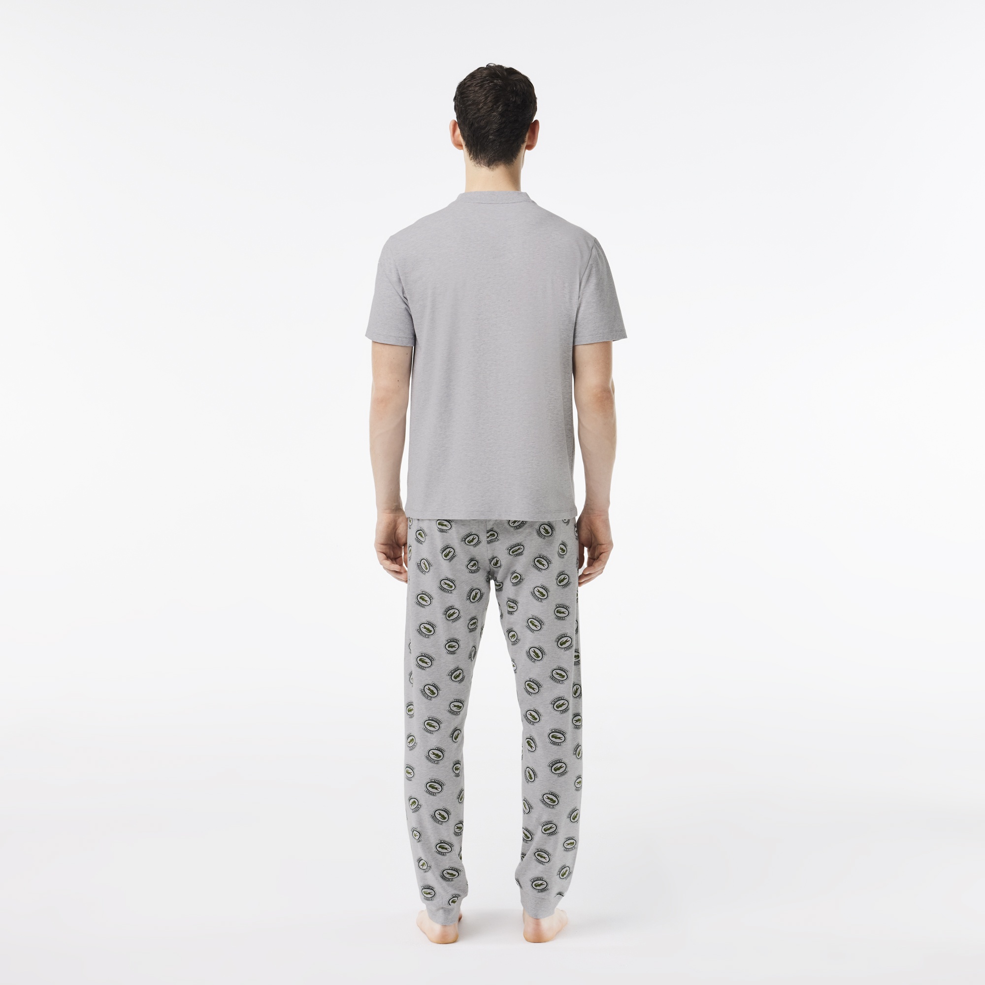 Lacoste Erkek Baskılı Gri Pijama Takımı