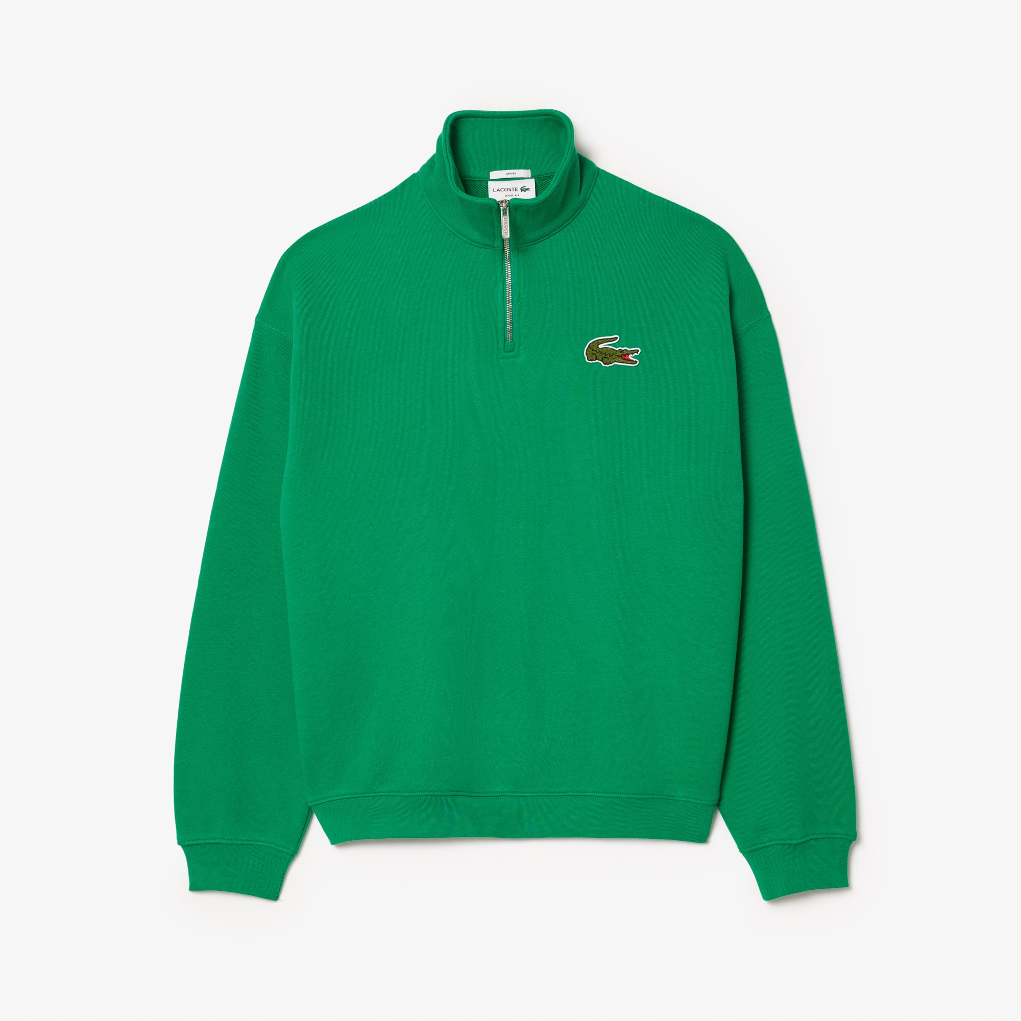 Lacoste Unisex Loose Fit Yarım Fermuarlı Organik Pamuk Yeşil Sweatshirt
