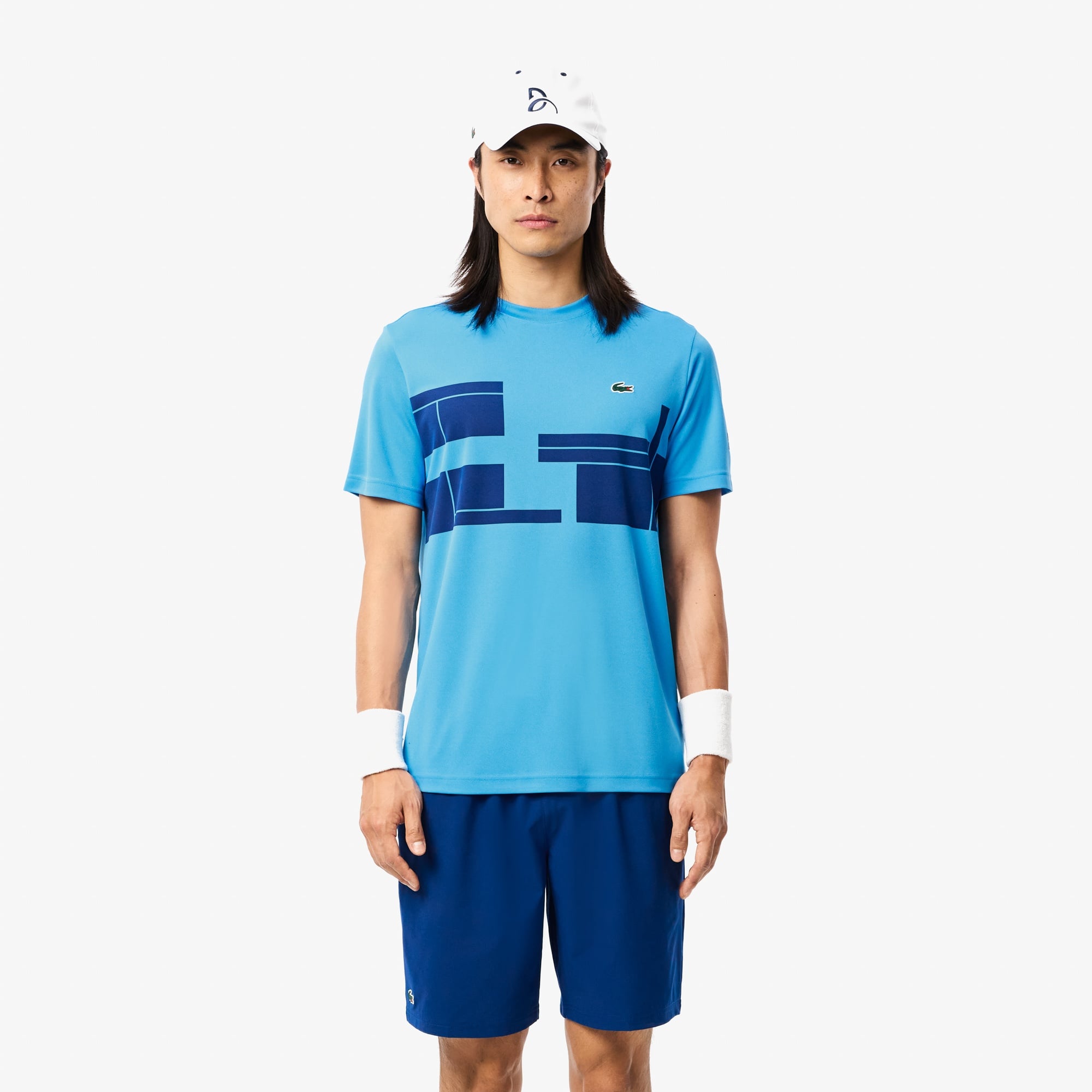 Lacoste Erkek Regular Fit Bisiklet Yaka Baskılı Mavi T-Shirt