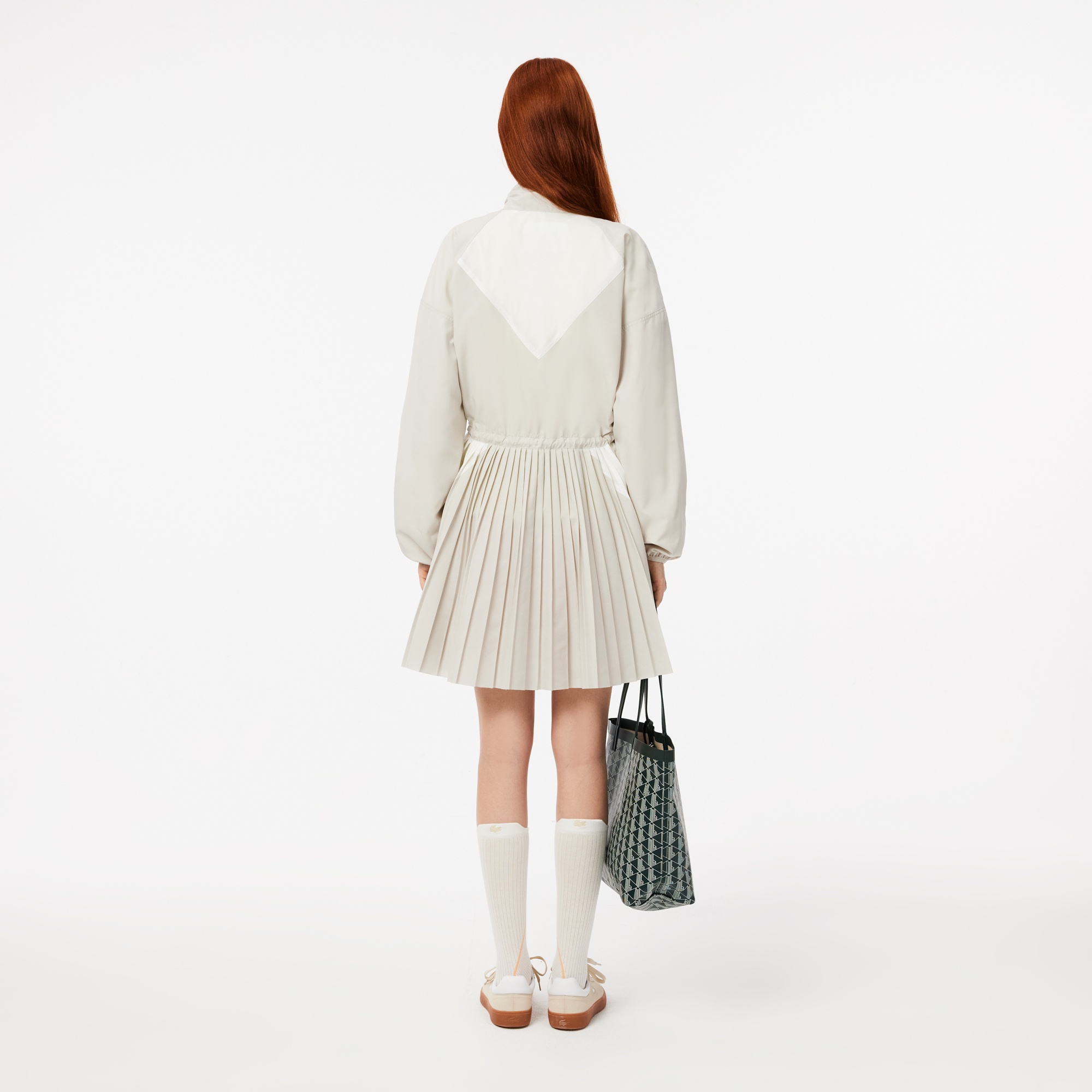 Lacoste Kadın Relaxed Fit Uzun Kollu Yarım Fermuarlı Gri Elbise