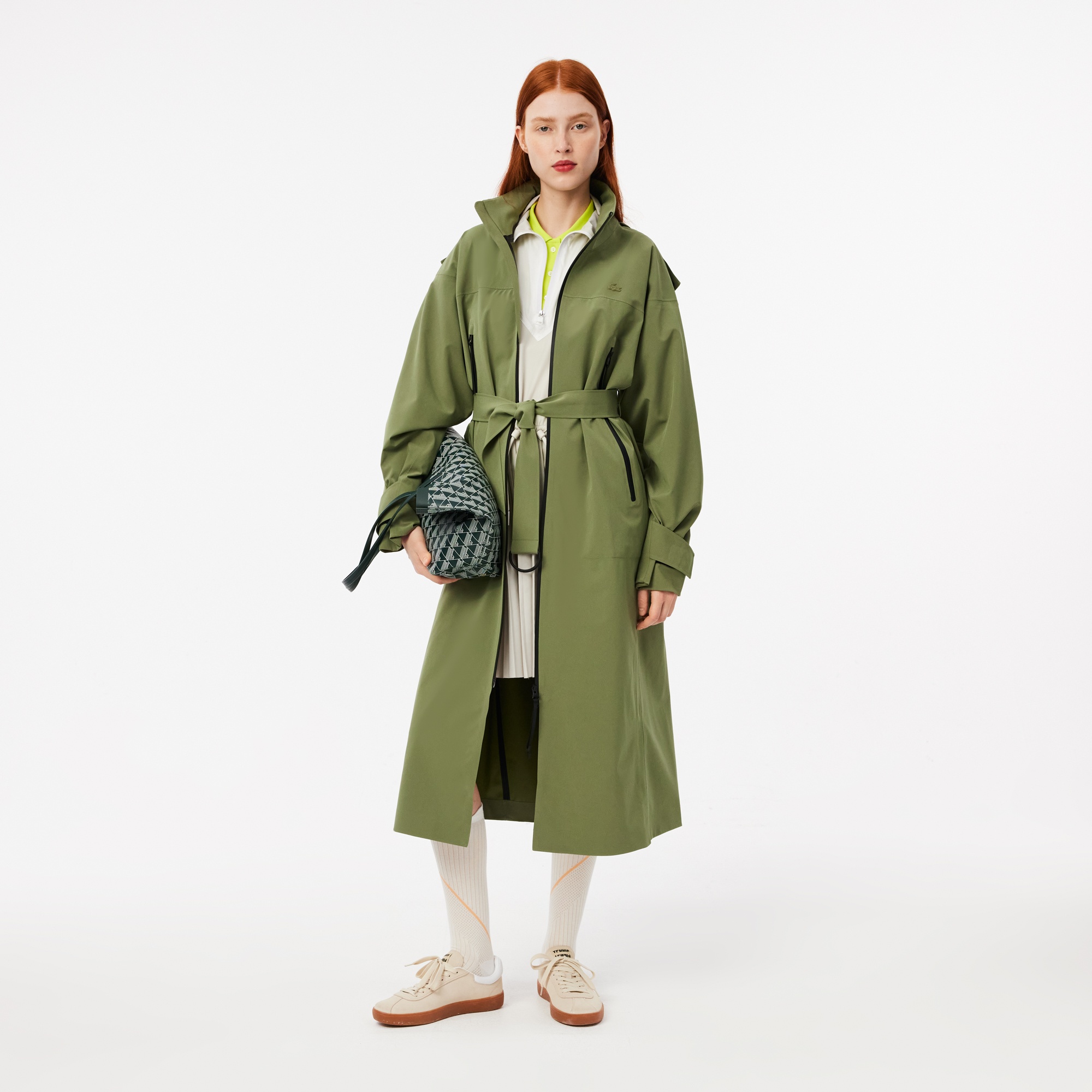 Lacoste Kadın Relaxed Fit Uzun Kollu Yarım Fermuarlı Gri Elbise