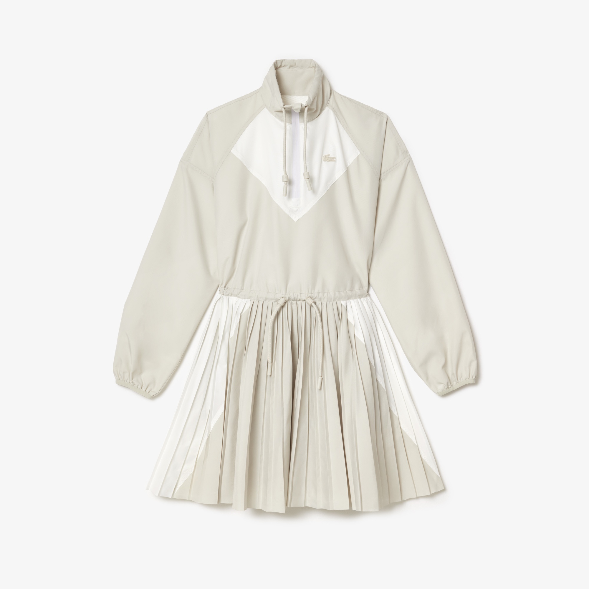 Lacoste Kadın Relaxed Fit Uzun Kollu Yarım Fermuarlı Gri Elbise