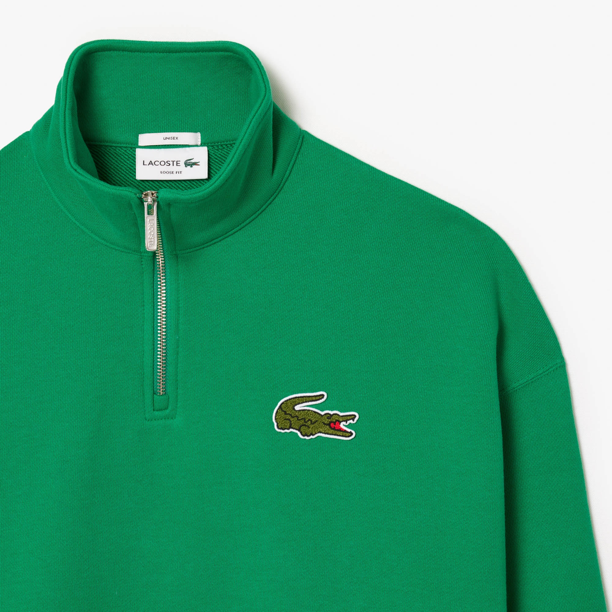 Lacoste Unisex Loose Fit Yarım Fermuarlı Organik Pamuk Yeşil Sweatshirt