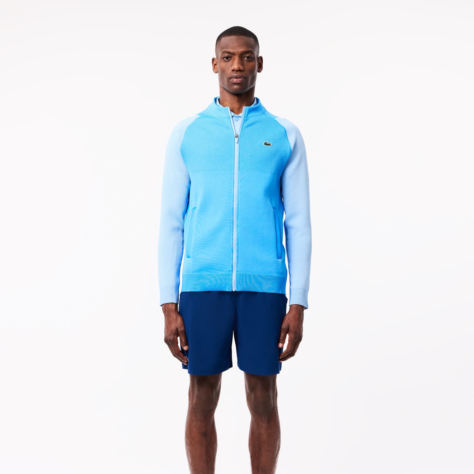 Lacoste X Novak Djokovic Erkek Regular Fit Fermuarlı Renk Bloklu Mavi Sweatshirt