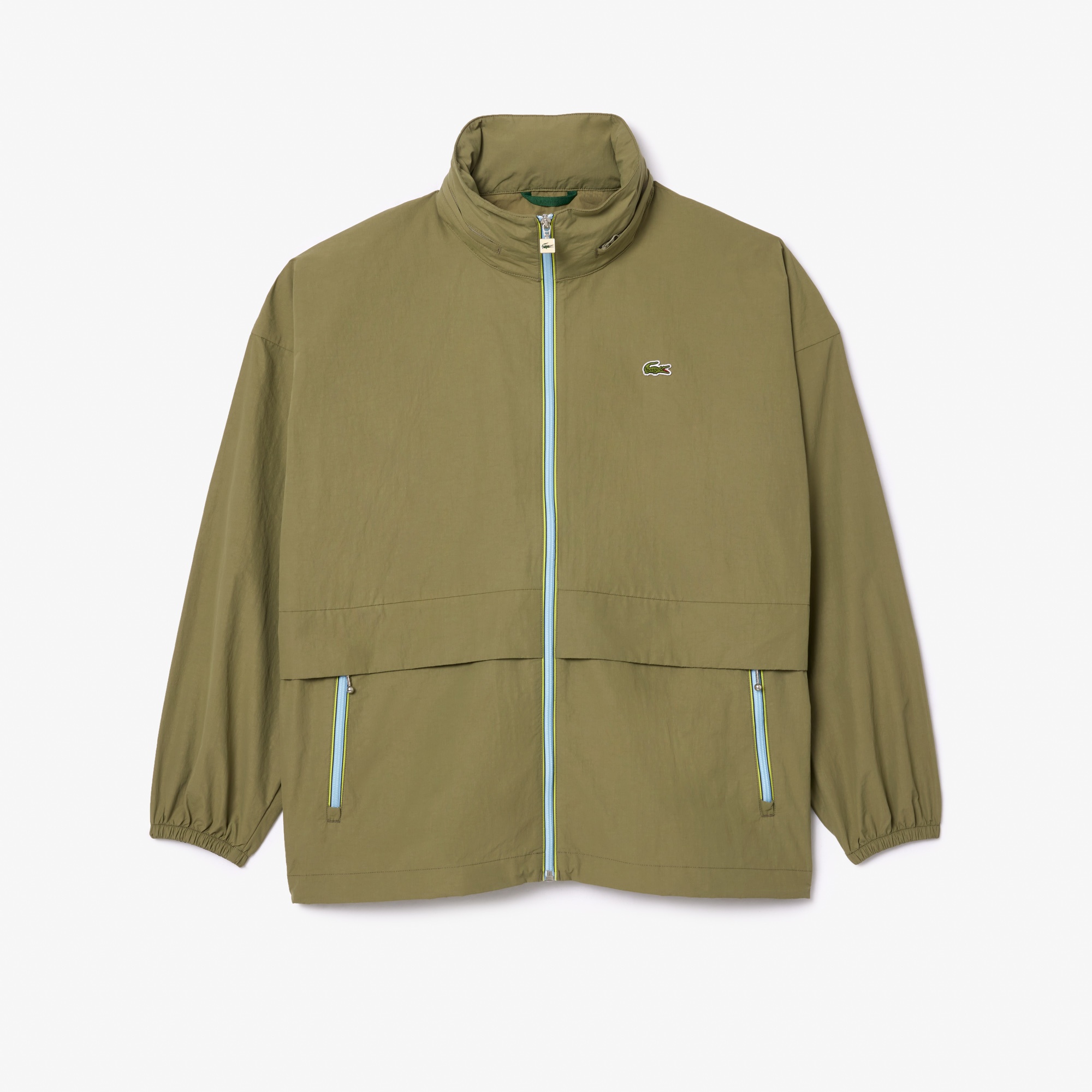 Lacoste Erkek Relaxed Fit Dik Yaka Haki Yağmurluk