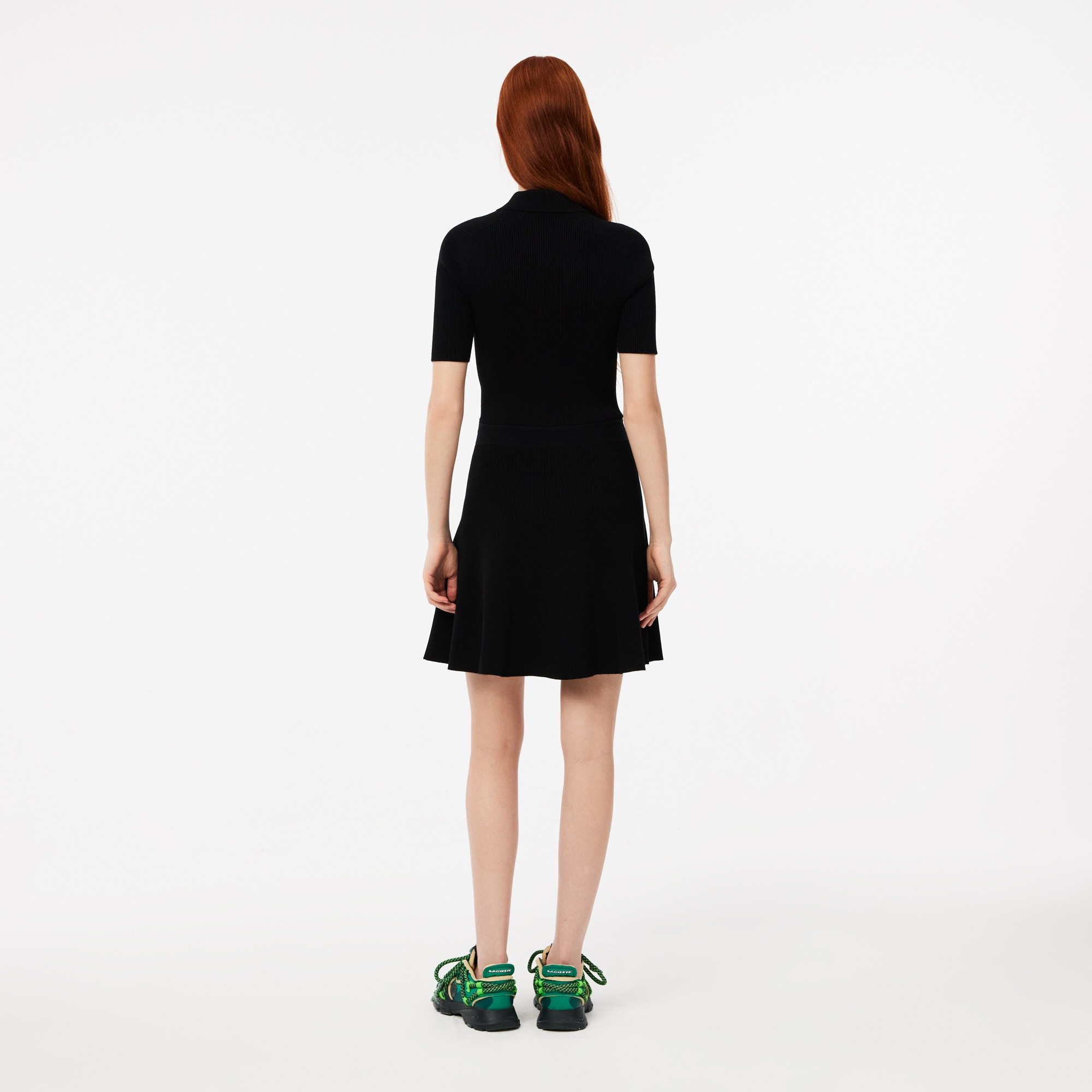 Lacoste Kadın Slim Fit Kısa Kollu Polo Yaka Siyah Elbise