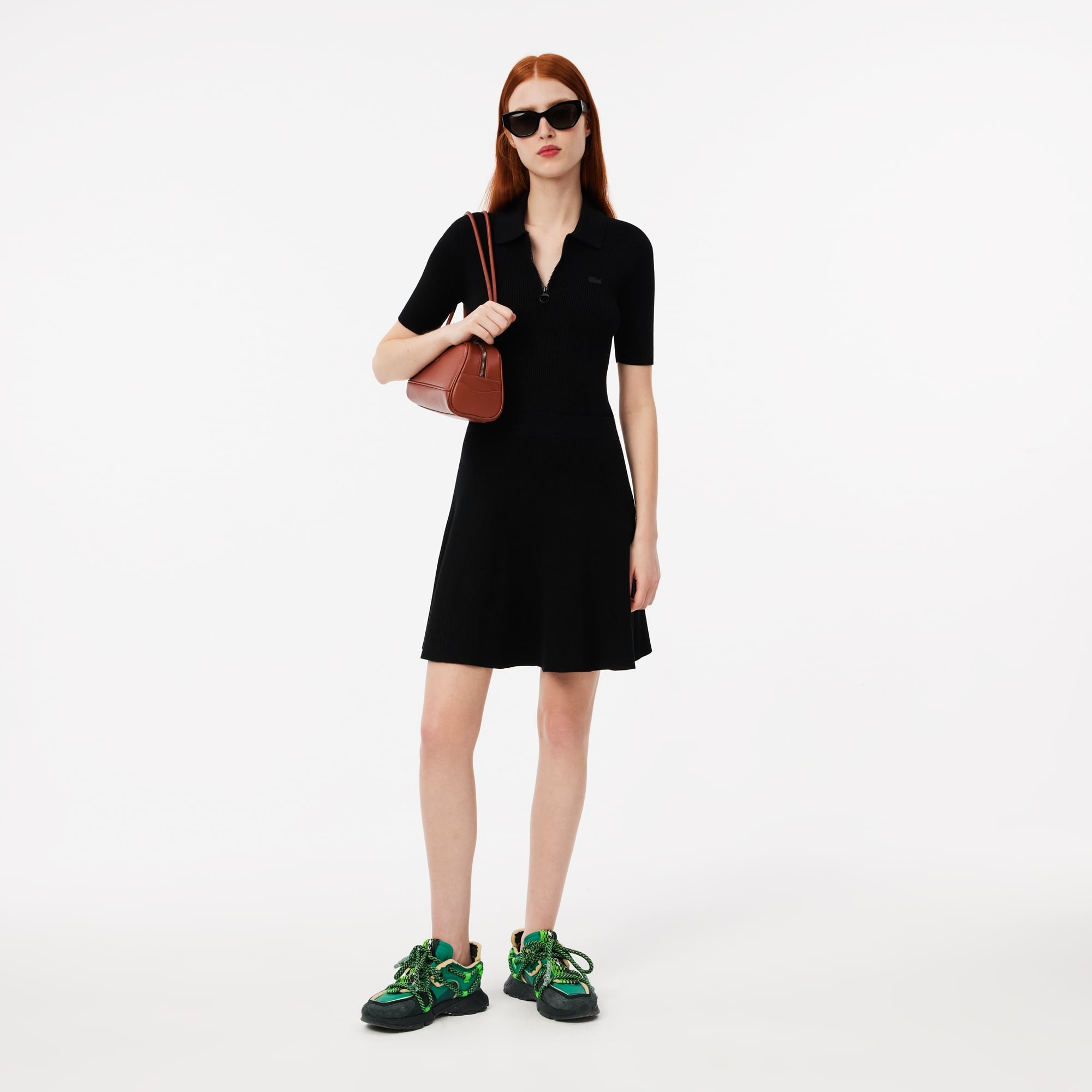 Lacoste Kadın Slim Fit Kısa Kollu Polo Yaka Siyah Elbise